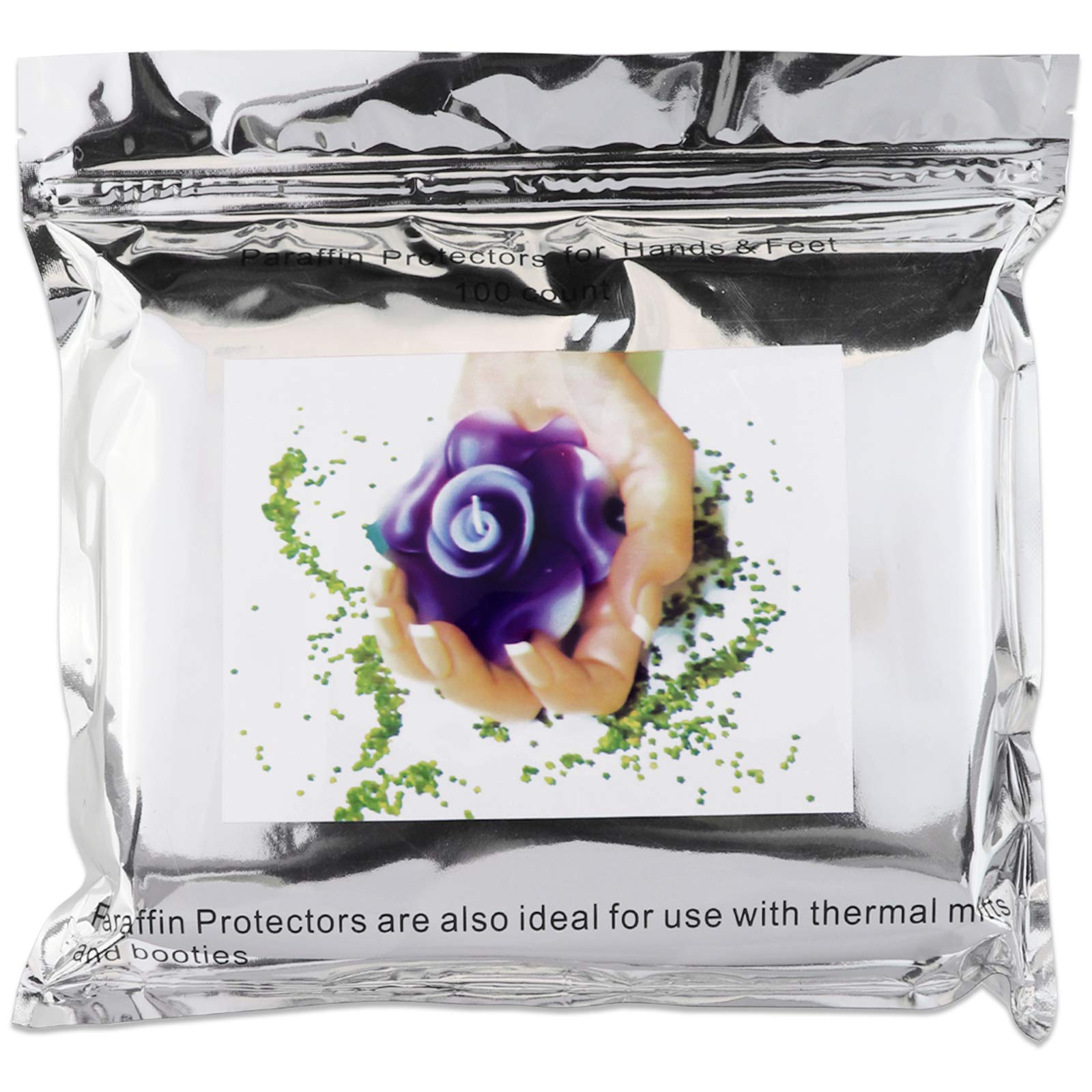 100 Counts - Beauticom Paraffin Wax Thermal Mitt Plastic Bath Liners For Hand Or Foot Professional Or Personal Use, 15 X 10 Inch