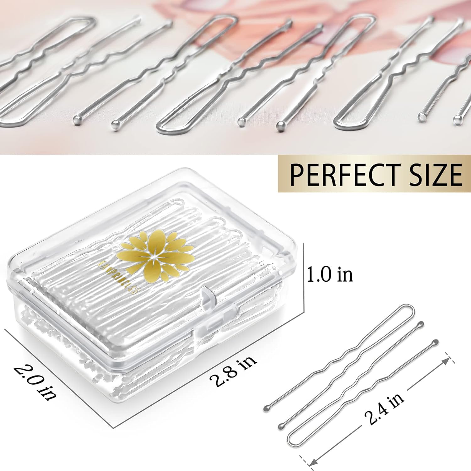 Kanprincess 100Pcs 2.4Inch U Shaped Hair Pins,Brown Bobby Pins For All Hair Types,Hair Pins For Women,Pain-Free U Pins For Buns