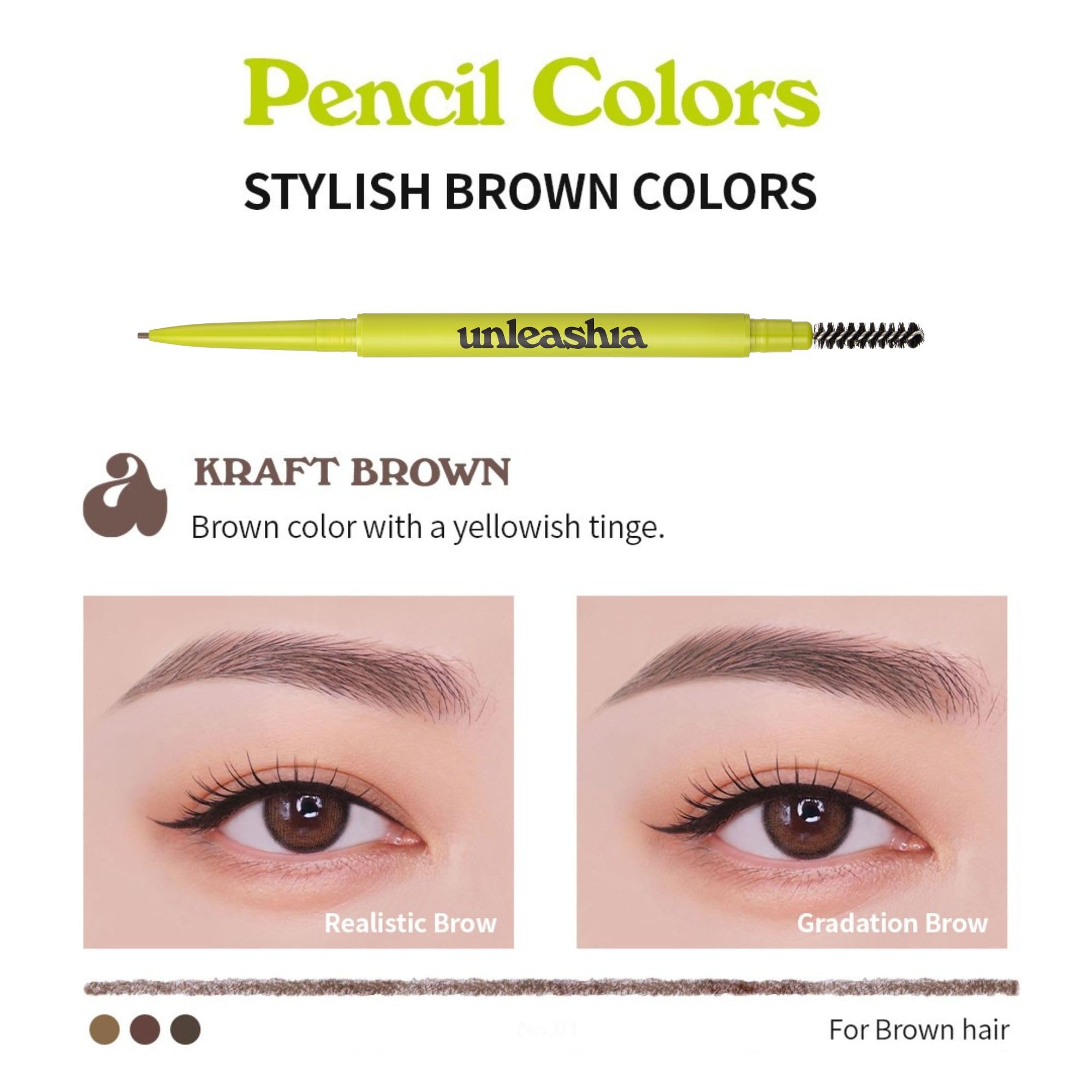 [Unleashia] Shaper Defining Eyebrow Fixer & Pencil (Pencil No2. Kraft Brown)