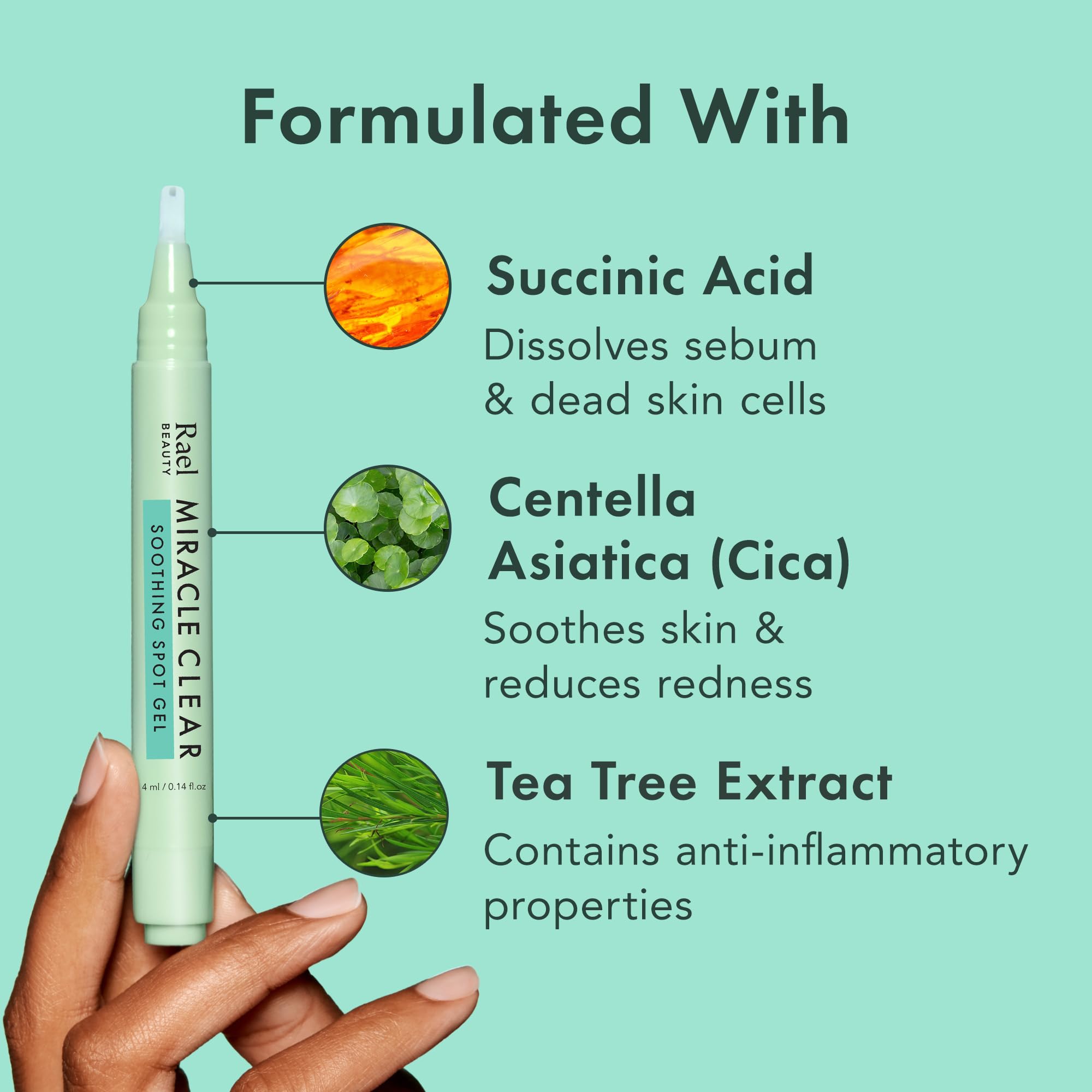 Rael Acne Spot Treatment, Miracle Clear Soothing Spot Gel Pen - Acne Gel, Pimple And Blemish Treatment, Korean Skincare, For Ear