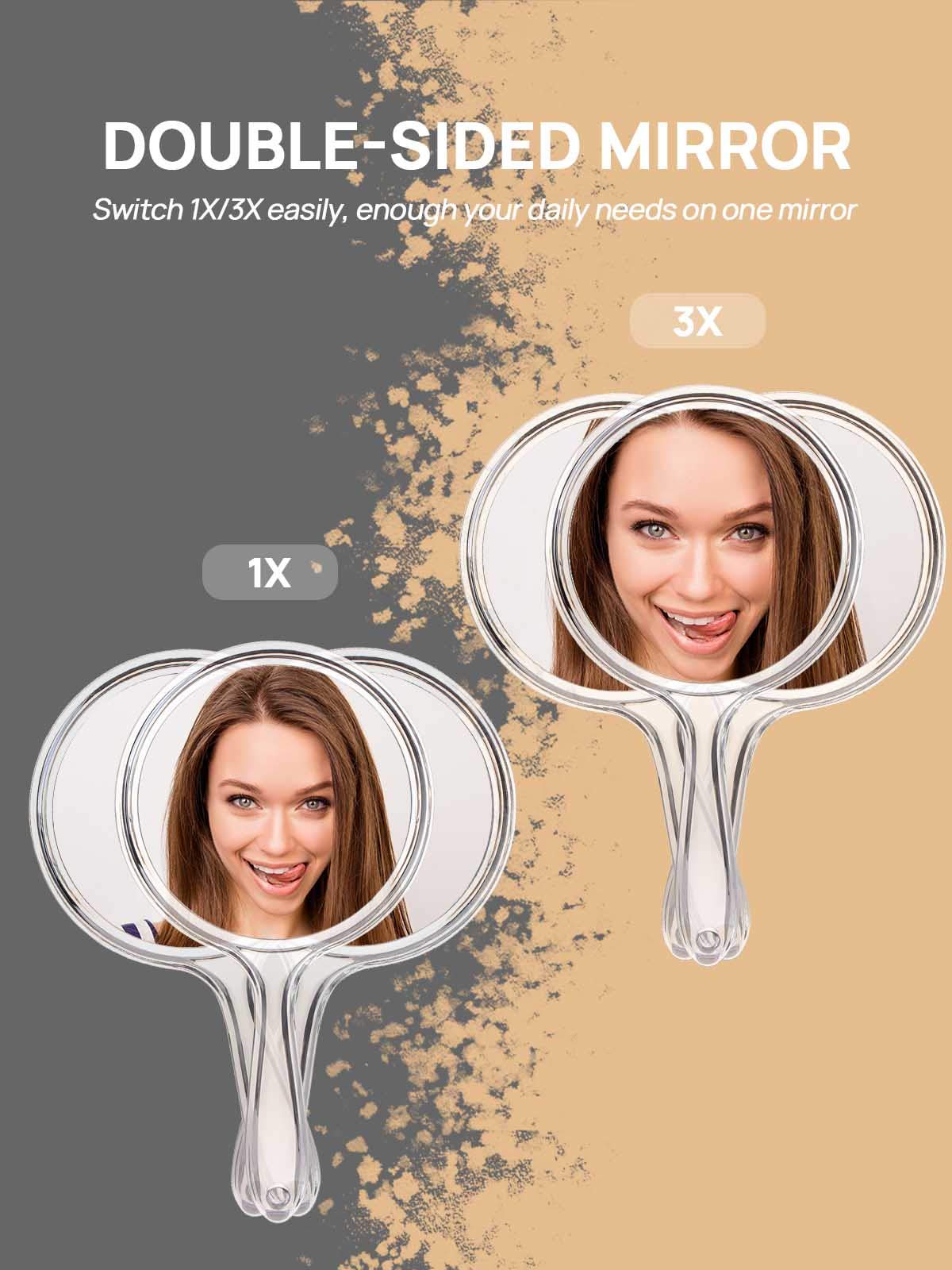OMIRO Hand Mirror, Double-Sided Handheld Mirror 1X/3X Magnifying Mirror with Handle, Set of 12 (Clear)