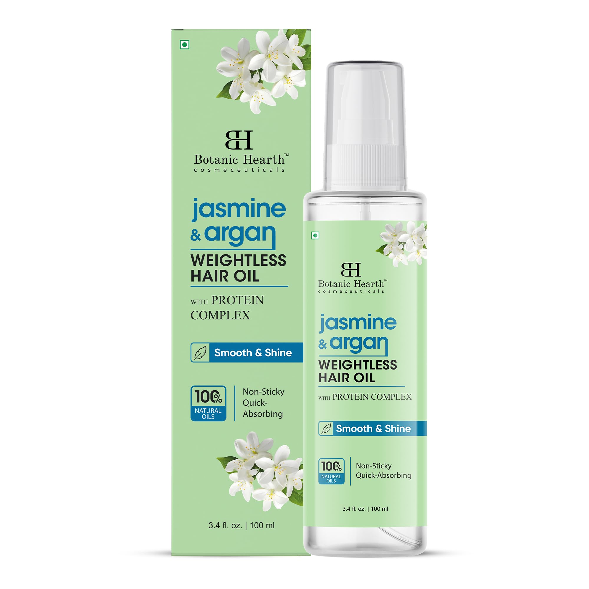 Botanic Hearth Argan & Jasmine Weightless Hair Oil, 3.4 fl oz | With Argan Oil & Jasmine Oil | Lightweight Non-Greasy Formula | 