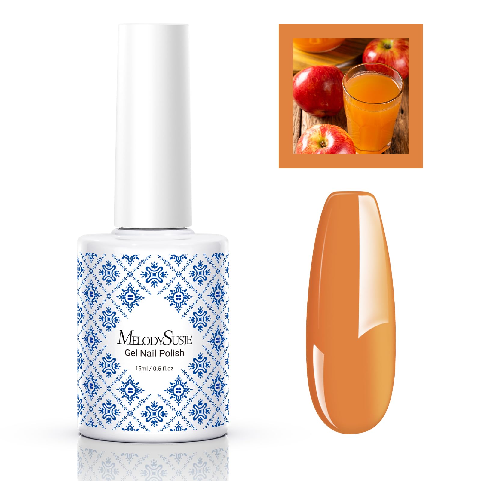 MelodySusie Fleurwee Plant-based UV Gel Nail Polish, Hema Free, 21 Non-Toxic, Russet Orange P51, Long Lasting No Chip, Color 202