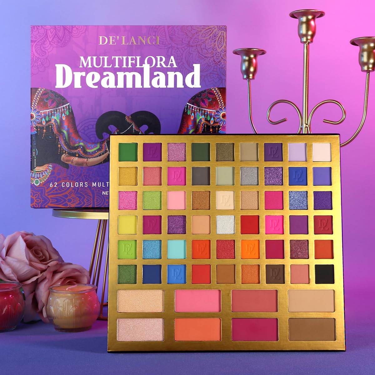 Large Eyeshadow Palette For Makeup Beginners, De'Lanci Big Colorful All In One Makeup Palette For Stage Makeup, Blush Highlighte