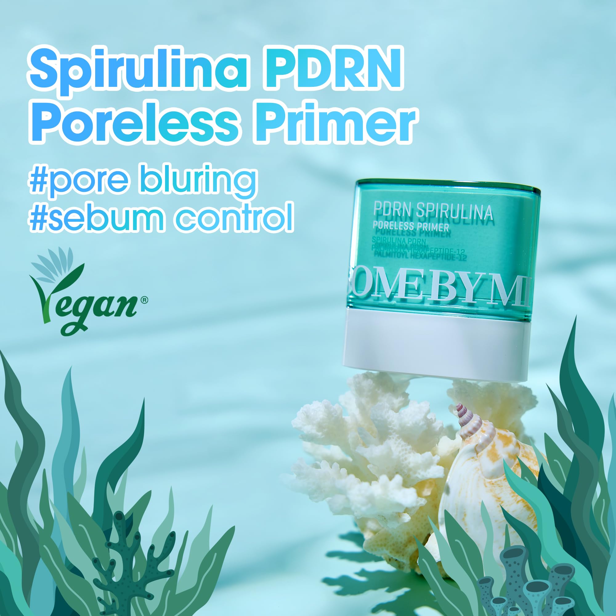 SOME BY MI PDRN Spirulina Poreless Primer - 0.35oz, 10g - Korean Vegan Primer Stick for Face Before Makeup - Blurs Pores, Contro