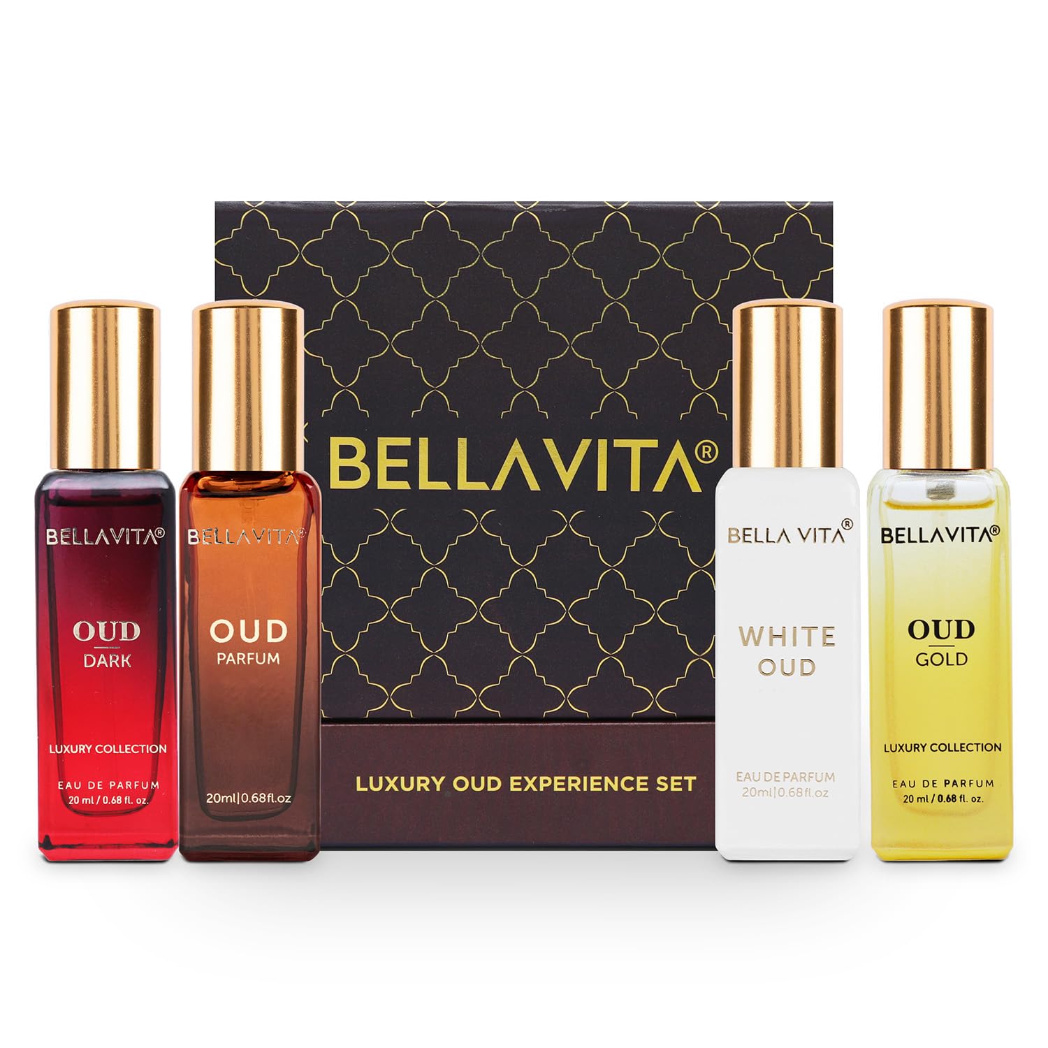 Luxury OUD Experience Eau De Parfum Gift/Discovery Set for women and men (4 x 0.68 fl. oz.) | Oud, Oud Gold, Oud Dark, White Oud