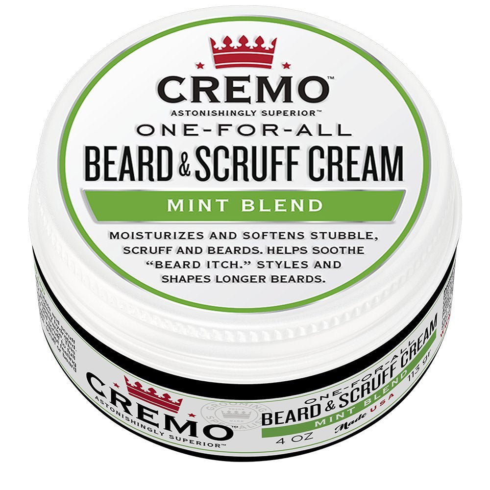 Cremo Beard & Scruff Cream, Wild Mint, 4 Ounce (Pack of 1) - Soothe Beard Itch, Condition and Offer Light-Hold Styling for Stubb