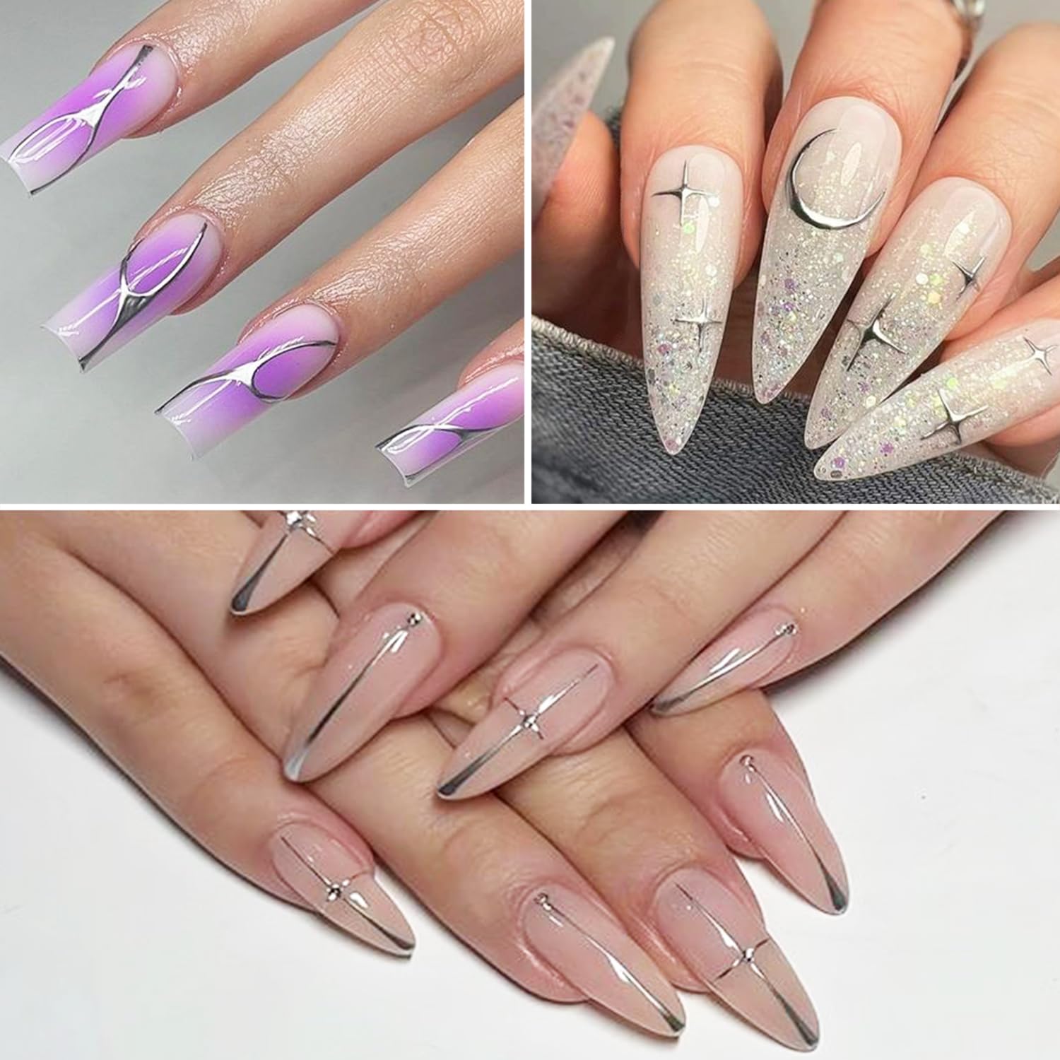 Fcozpjk Metallic Gel Nail Polish 2PCS Chrome Gel Liner Nail Art Gold Silver Gel Polish 8ml Mirror Effect Painting Nail Gel with