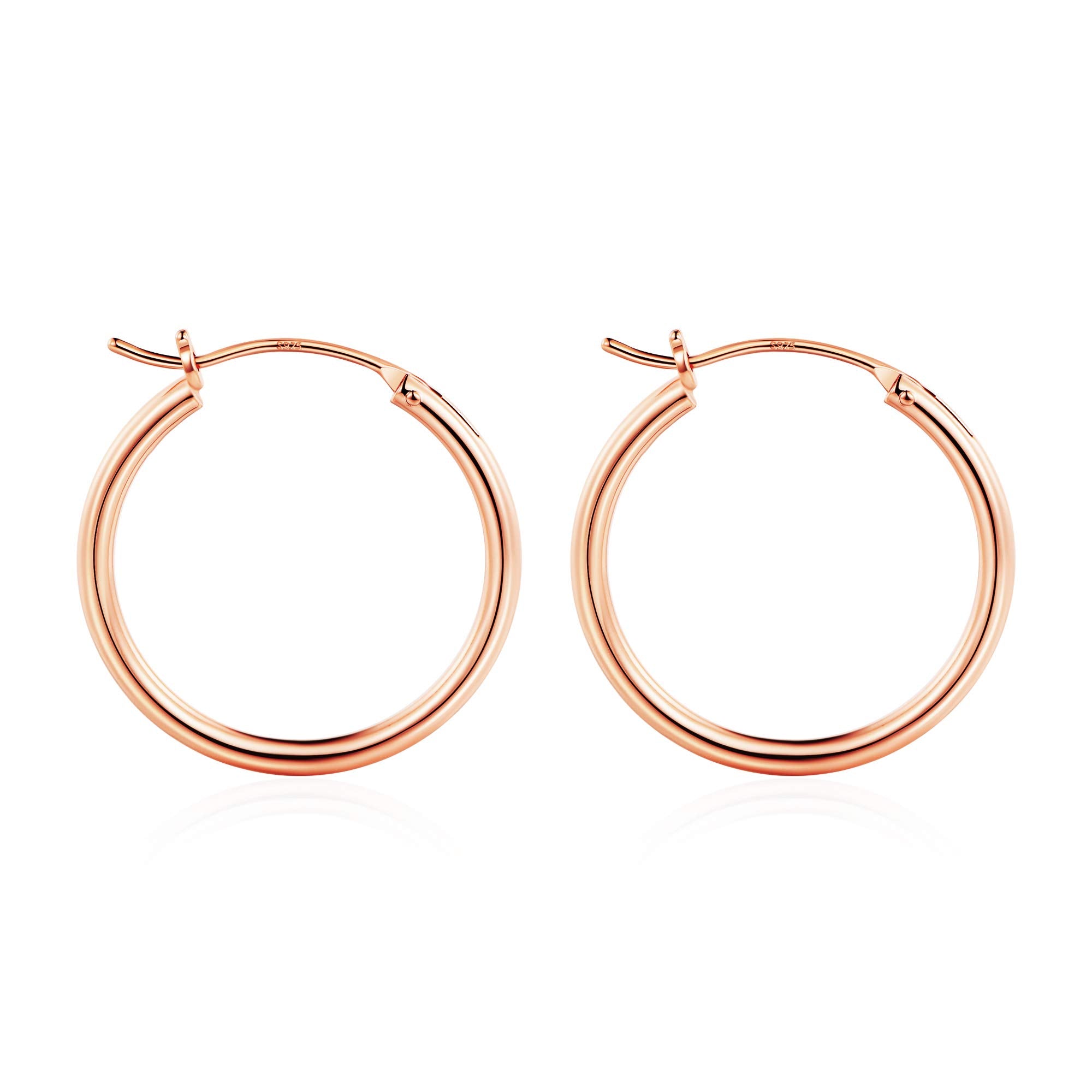 M MOOHAM Rose Gold Hoop Earrings for Women, Rose Gold Plated 925 Sterling Silver Post Hypoallergenic Chunky Mini Hoops Earrings 