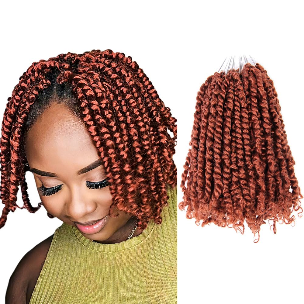 The BOHOBABE Pre-twisted Passion Twist Crochet Hair 10 Inch Short Pre-looped Crochet Passion Twist Braiding Hair 8 Packs (350#)