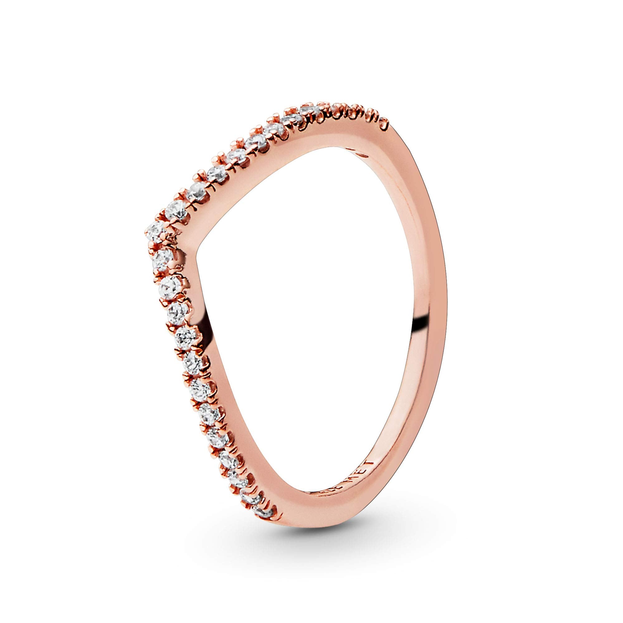 Pandora Jewelry Sparkling Wishbone Cubic Zirconia Ring in Rose, Size 3, No Box