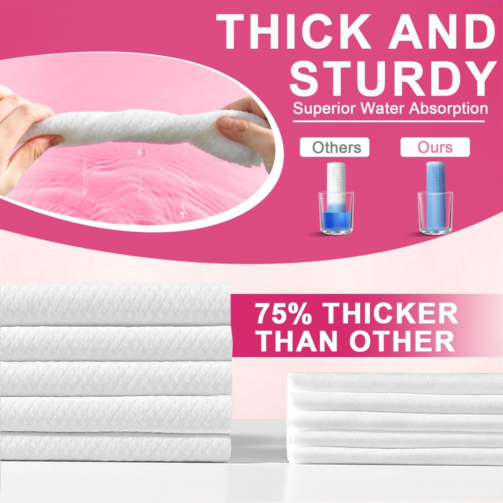 Facemade 60 Ct Disposable Face Towels Xxl, Face Towelettes For Makeup And Clean, Super Soft And Thick Dry Wipes, Usda Certified