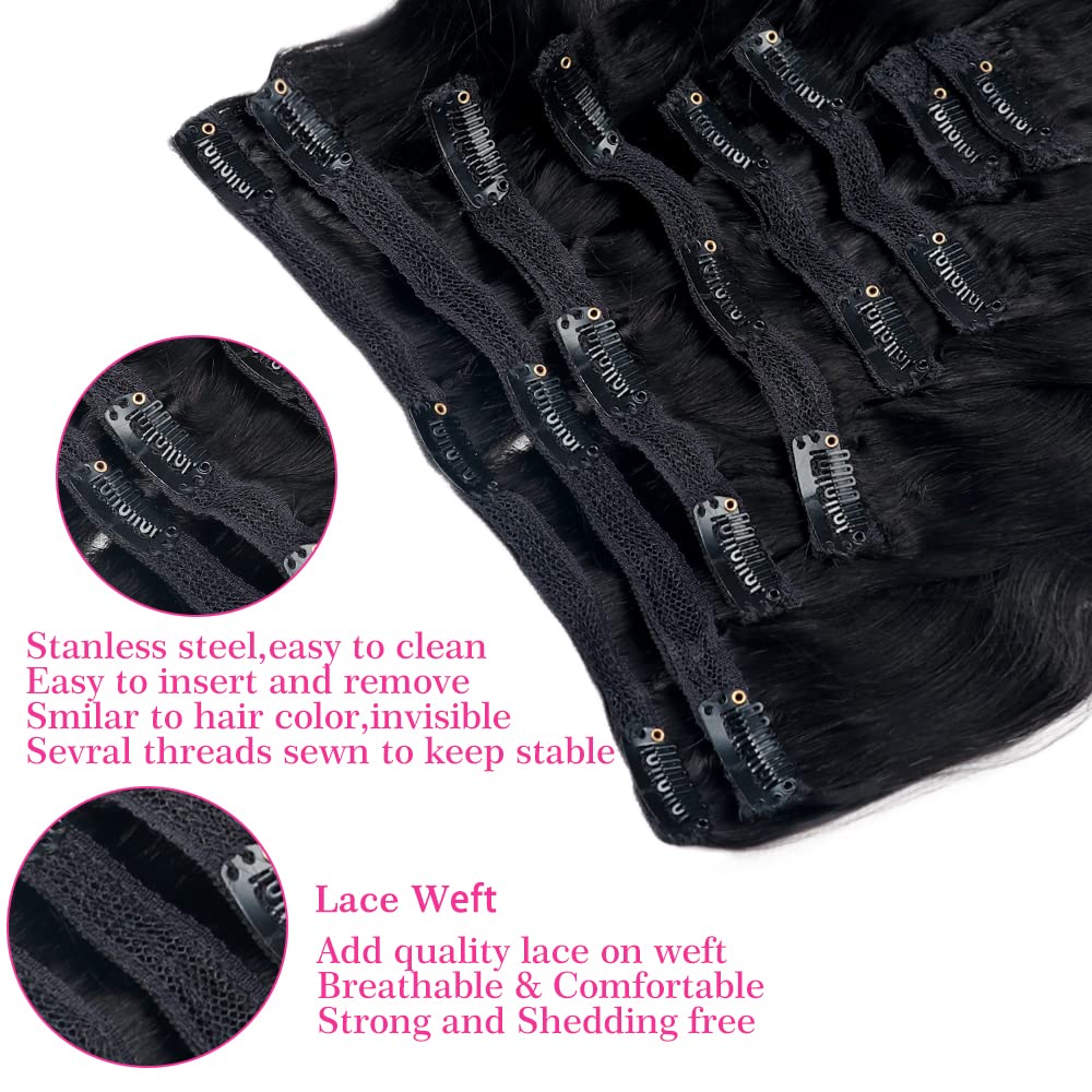 Body Wave Brazilian Clip In Hair Extensions Human Hair 8Pcs Remy Hair Extensions Clip Ins For Black Women With 18Clips 120G (14I