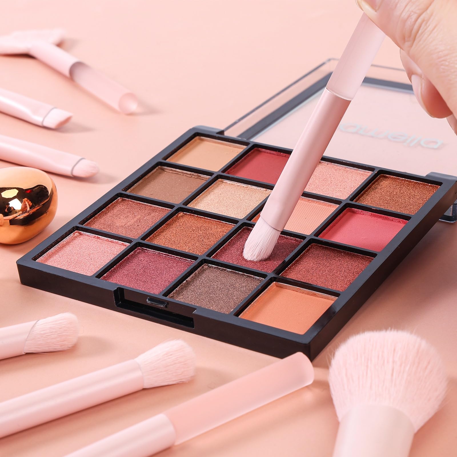 Goerti 11 Pcs Mini Travel Makeup Brush Set With Case, Professional Premium Synthetic Kabuki Powder Foundation Blush Fan Highligh