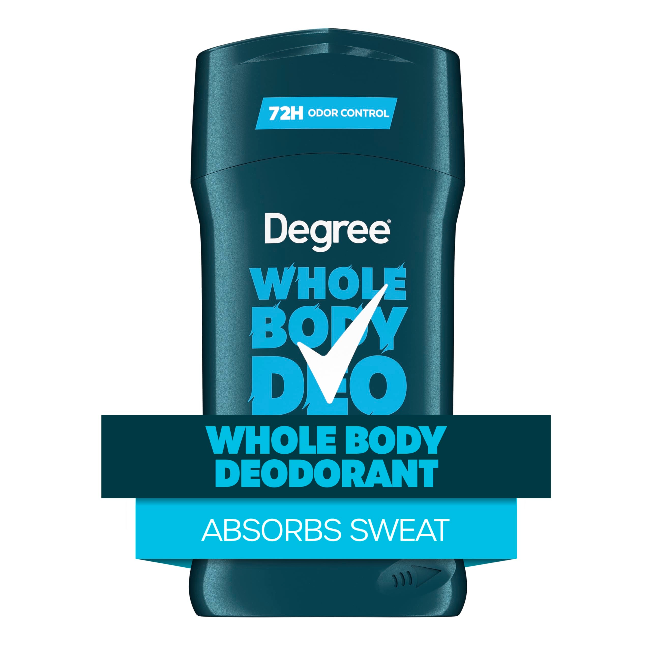 Degree Men Whole Body Deodorant Stick, Glides on Clear + Absorbs Sweat, Ocean Rush Scent, Aluminum Free 72H Odor Protection 3 oz