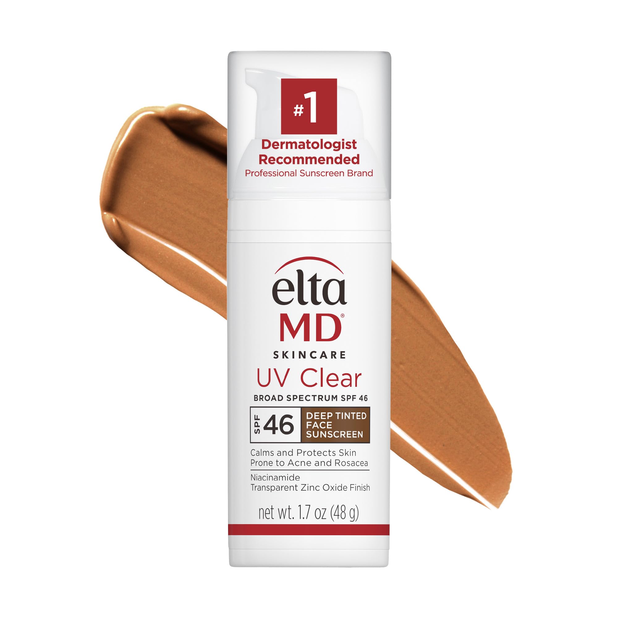 Eltamd Uv Clear Deep Tint Face Sunscreen, Spf 46 Tinted Sunscreen With Zinc Oxide, Oil-Free, For Sensitive Skin, Acne-Prone Skin