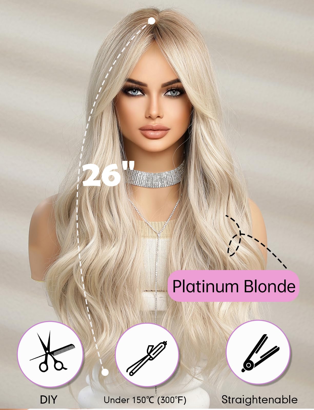 Haircube Long Wavy Wigs For Women,Synthetic Hair Wig For Daily