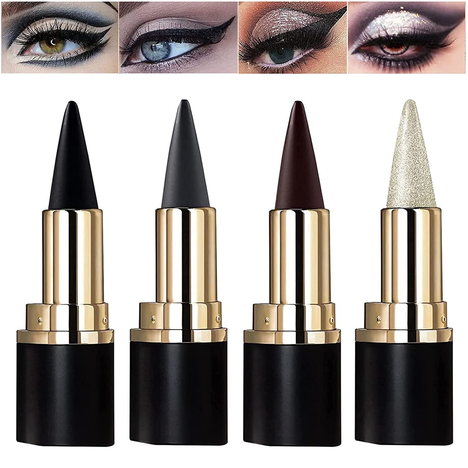 UNIFULL 4 color Gel Eyeliner, Cream Eyeliner Tool Smudge Proof Eyeliner Pencil Matte Black Eyeliner Pencil Tattoo Eyeliner Pen E