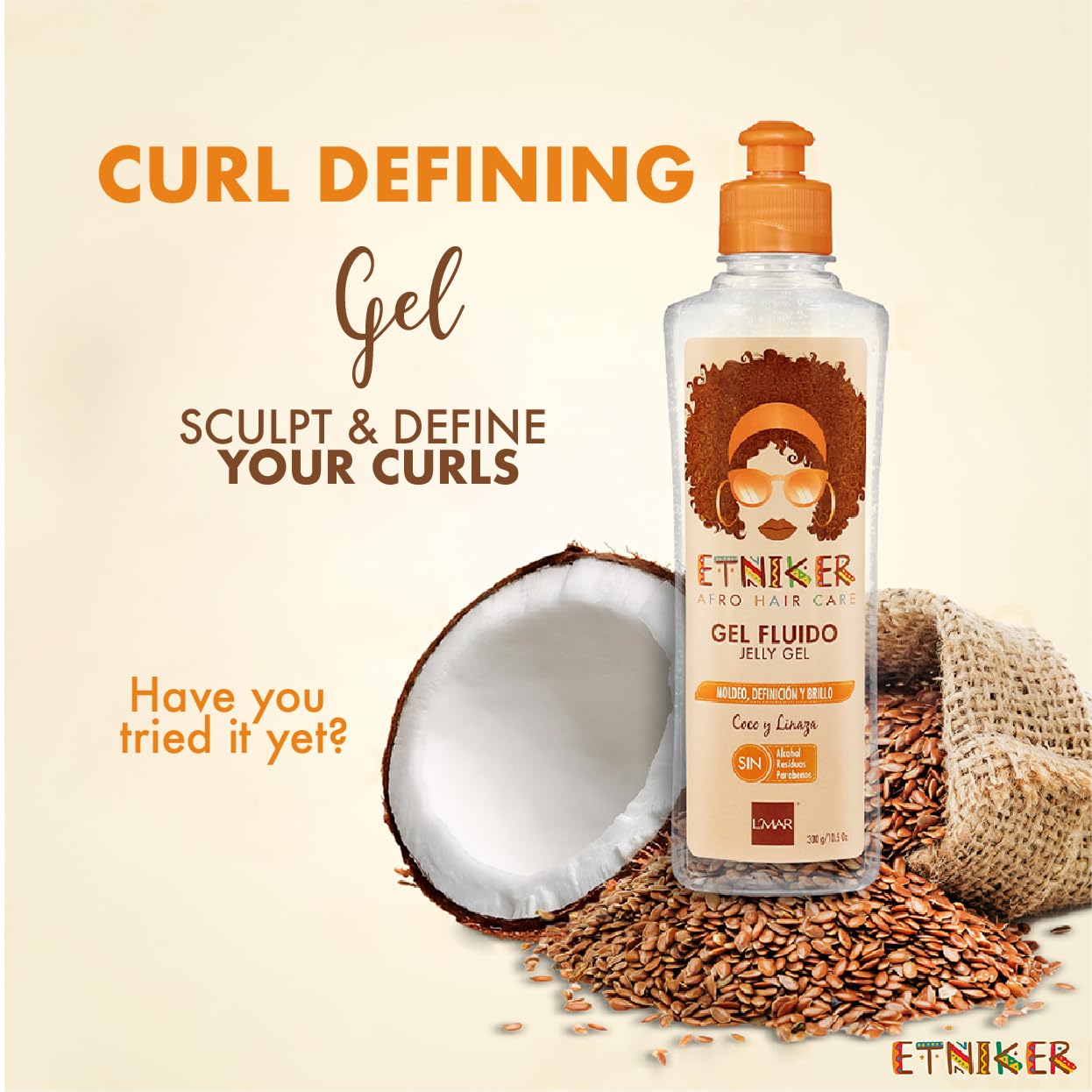 ETNIKER Jelly Gel | Afro-textured, Curly & Wavy hair | Sculpt, Define & Control | Coconut & Flaxseed | Free from Silicones, Mine