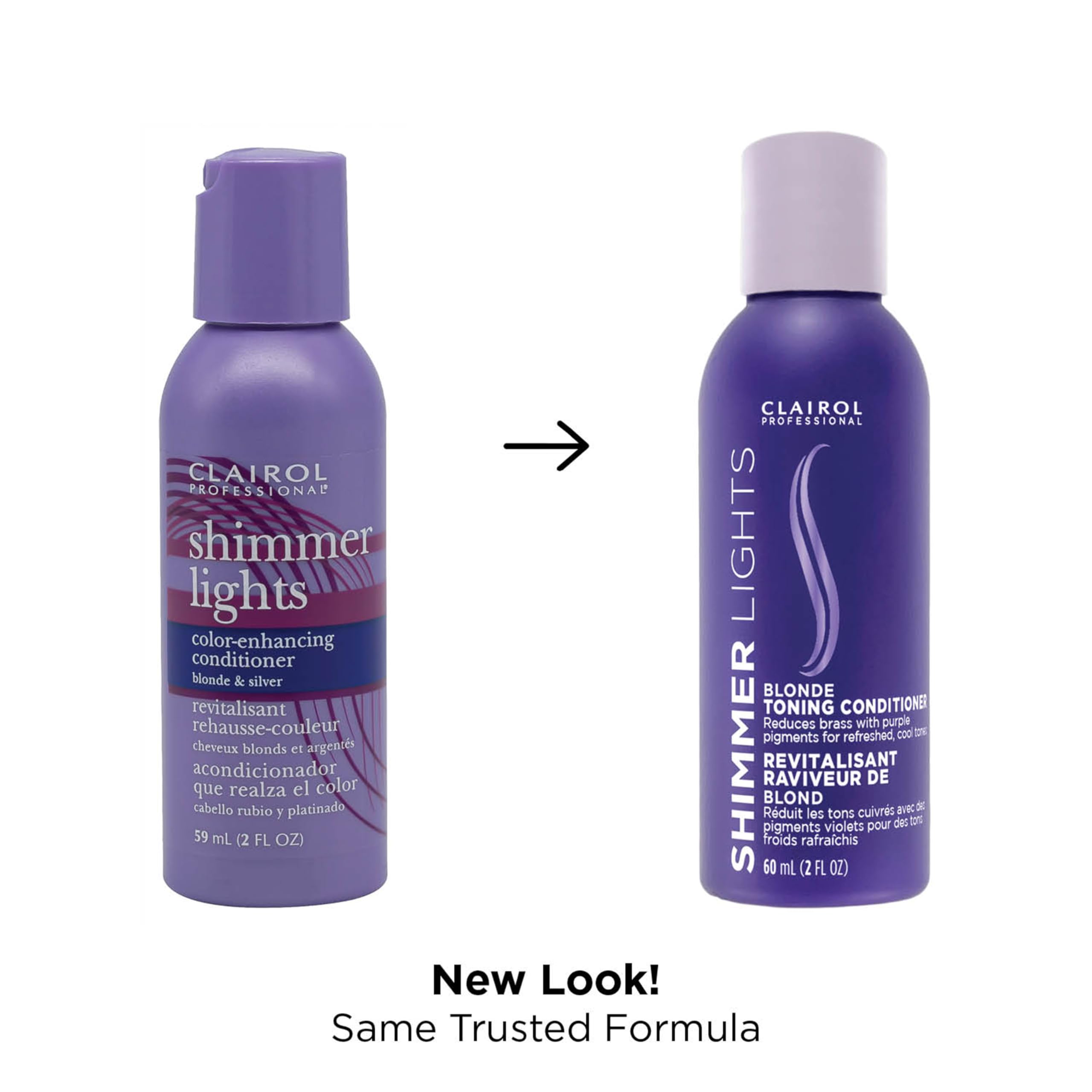 Clairol Professional Shimmer Lights Purple Conditioner, 2 Fl. Oz *Travel Size Neutralizes Brass & Yellow Tones For Blonde, Silve