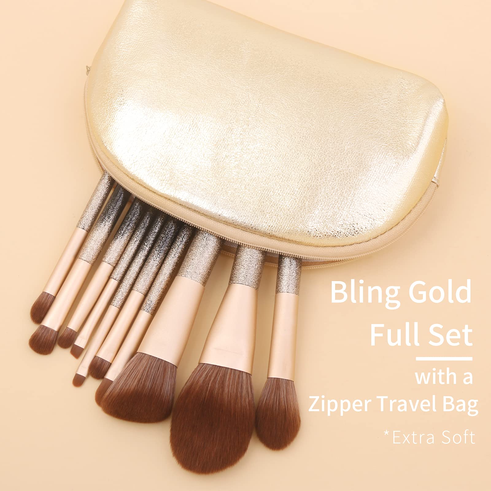 ENZO KEN Natural Hair Makeup Brush Set Professional, Sable Makeup Brushes Set with Case, Natural Hair Brushes Makeup Set, Glitte