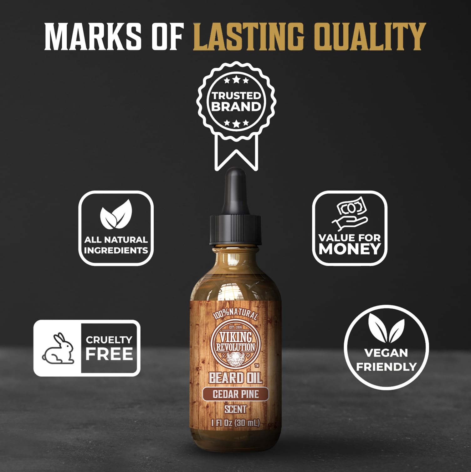 Viking Revolution Cedar and Pine Beard Oil for Men - Natural Argan and Jojoba Beard Softener, Conditioner for Strengthening and