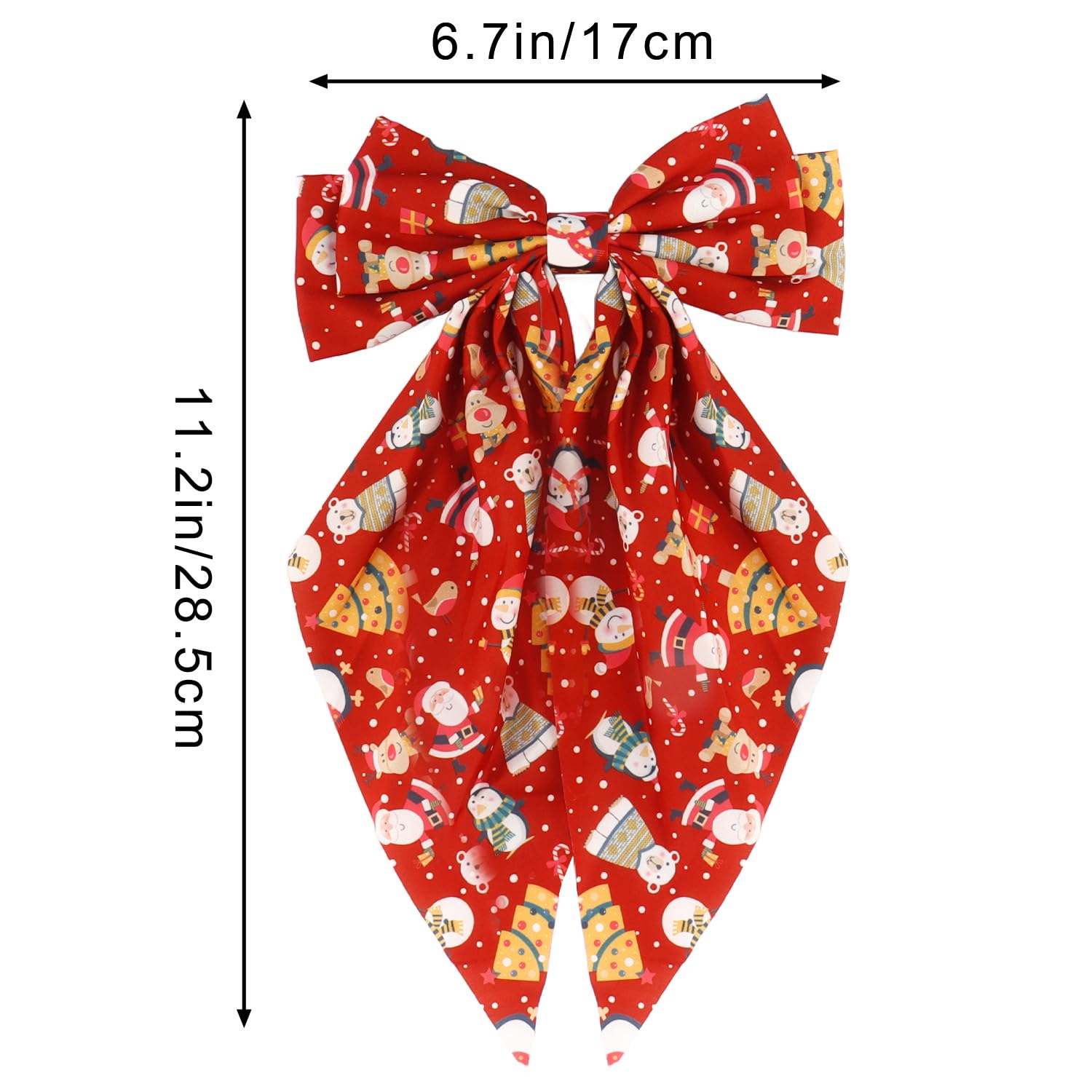 Atoden Christmas Hair Bows Clips Oversized Long Tail with Barrettes Clips Large Bowknot Hair Accessories for Women Girls Teens C
