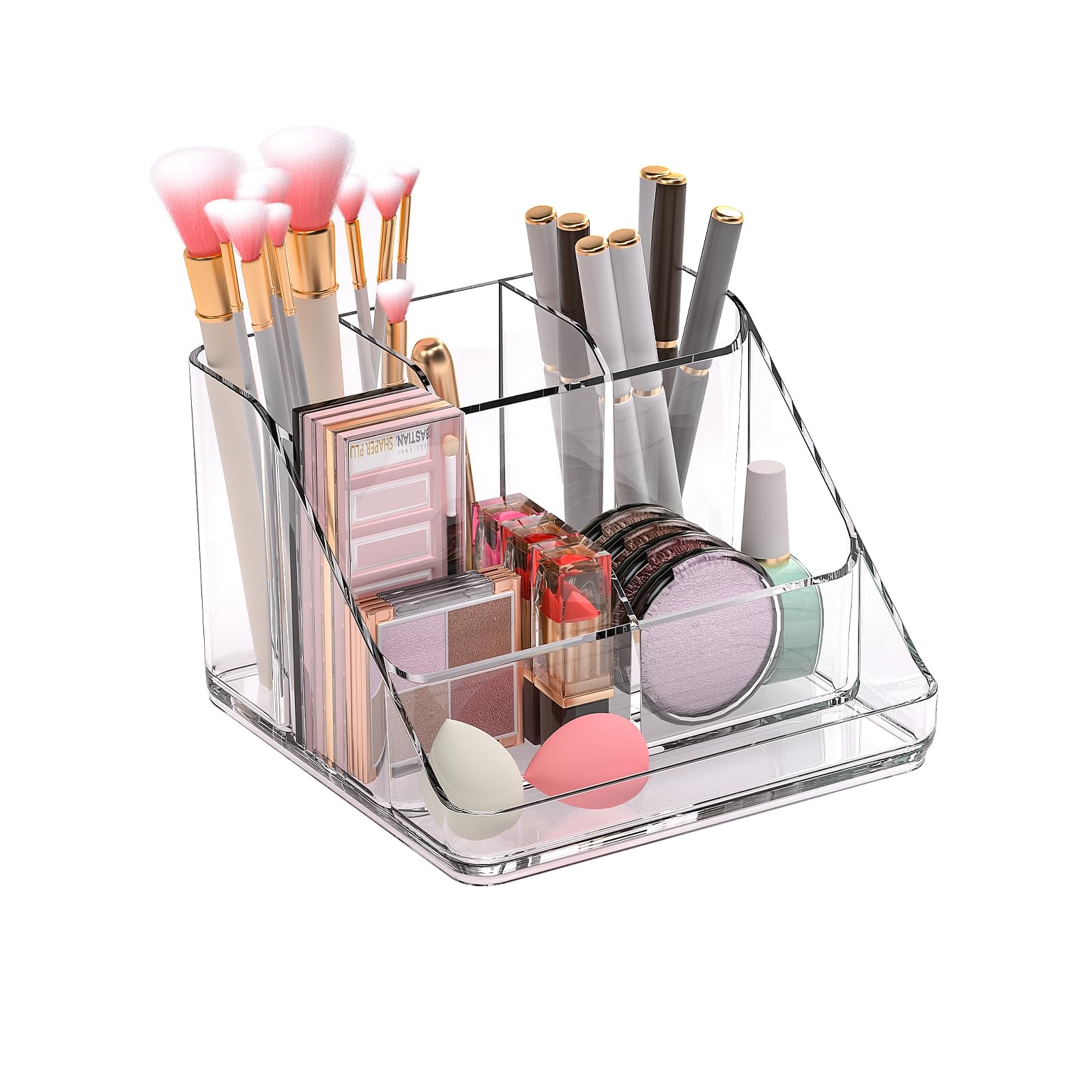 Ettori Aplop Makeup Organizer Tray, 6-Compartment Vanity Makeup Organizer For Jewelry, Hair Accessories, Bathroom Counter Or Dre