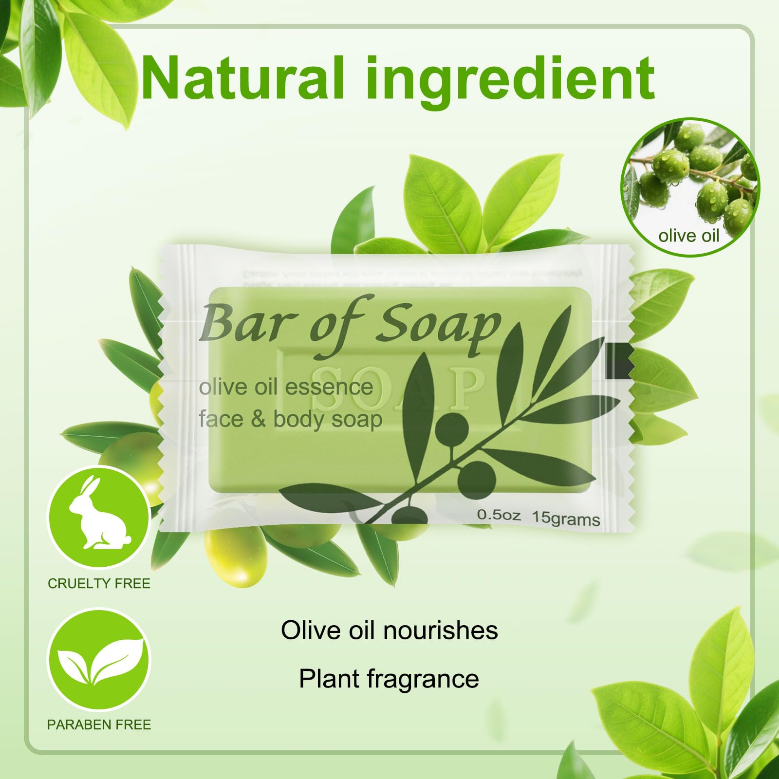skourvut Bulk Bar Soap Travel Olive Oil Soap Bars Bulk 0.5 oz,Guest Soaps Small for Bathroom, Hotel Soap Bars for Hotel Hospital