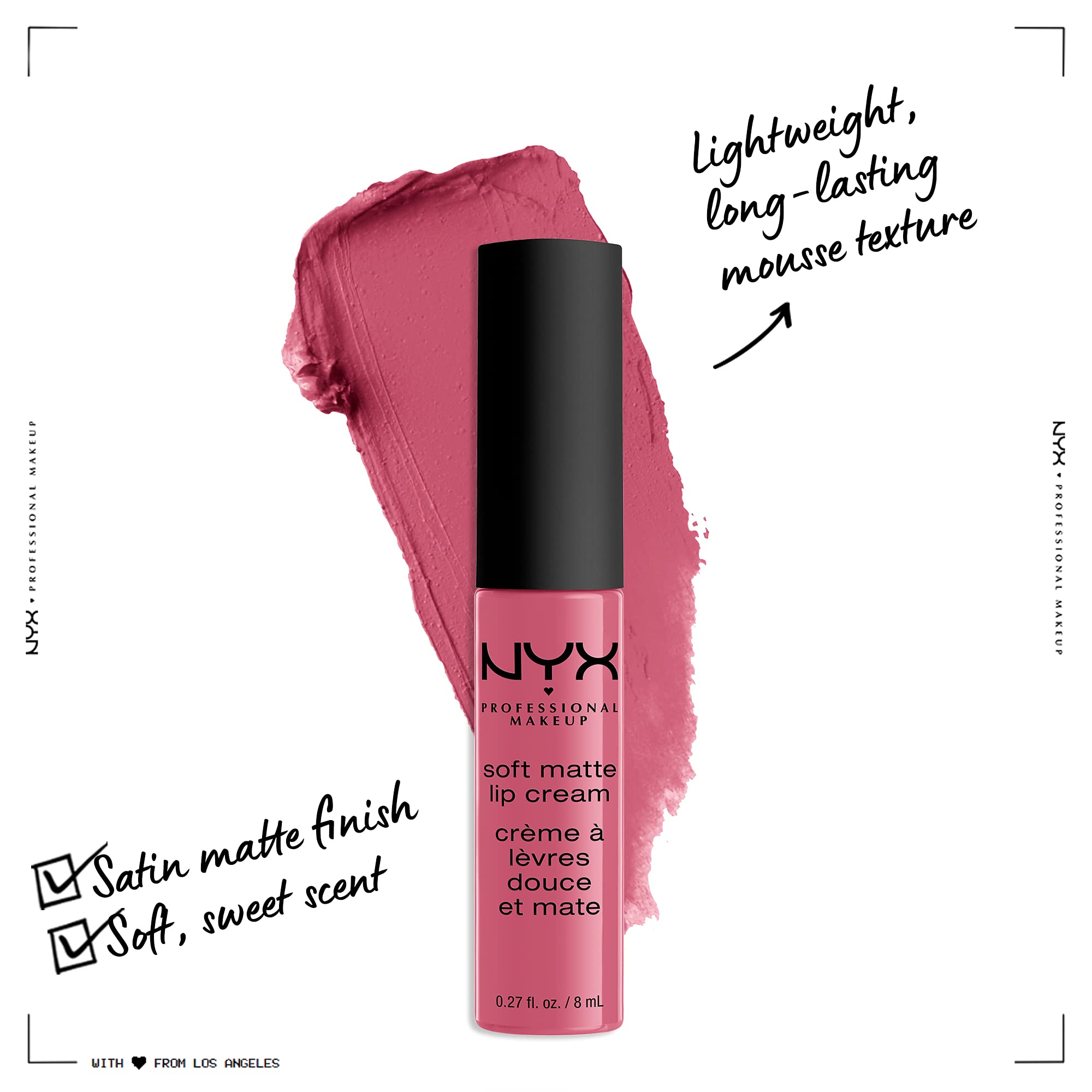 Nyx Professional Makeup Soft Matte Lip Cream, Lightweight Liquid Lipstick - Milan (Dark Pink-Brown)