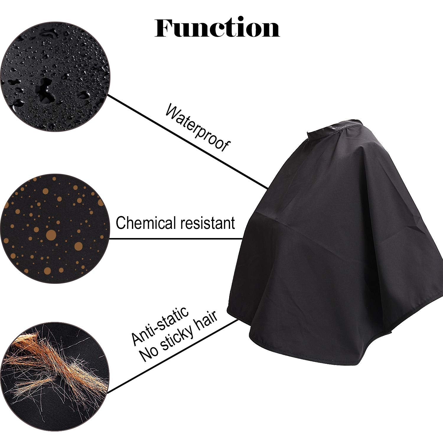 Noverlife Black Makeup Cape, Chemical & Water Proof Beauty Salon Shorty Smock For Clients, Lightweight Comb-Out Beard Apron Shor