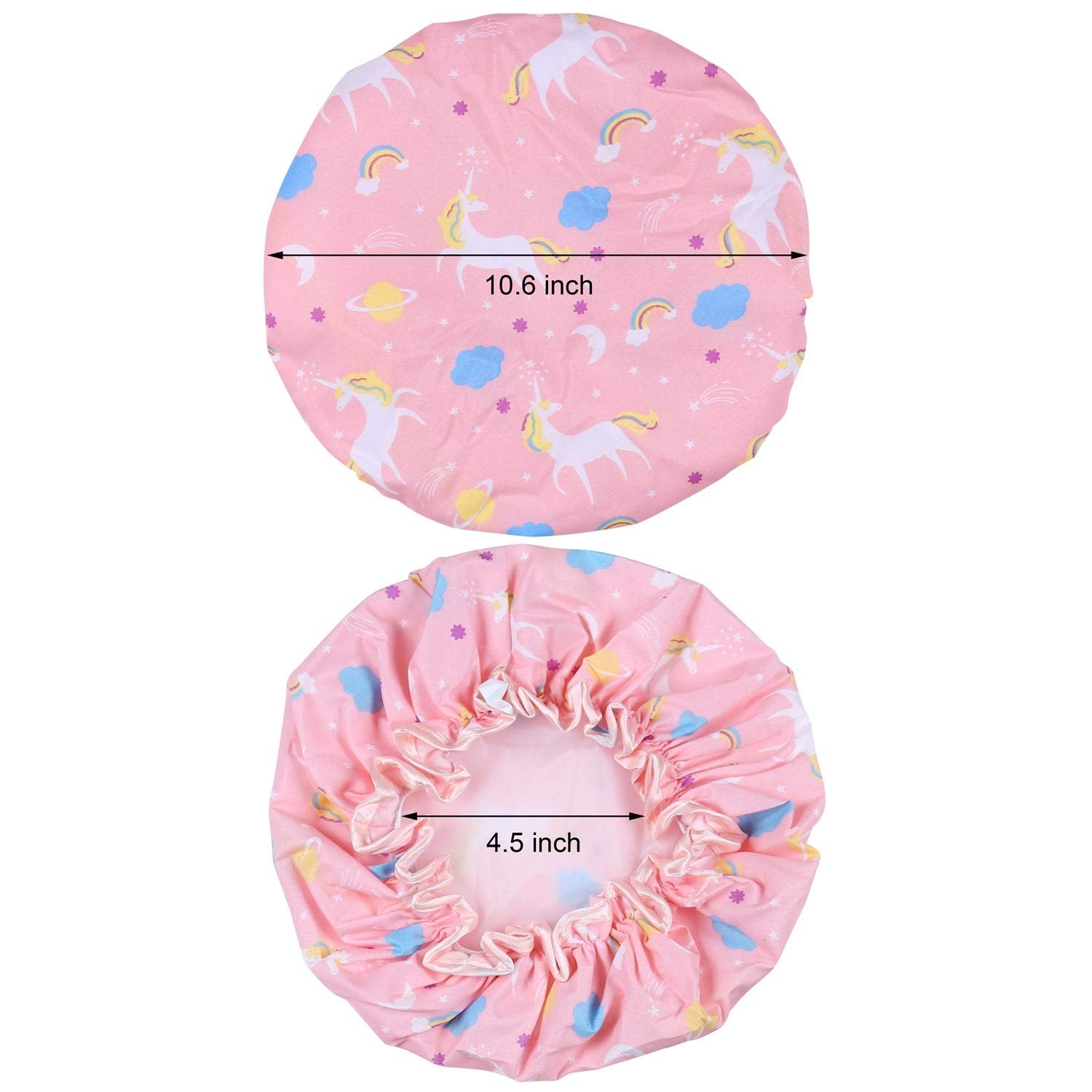 Unicorn Shower Caps, Double Layers Bath Hat For Women To Cover Long And Thick Hair, Reusable Waterproof Bonnet 4 Pack