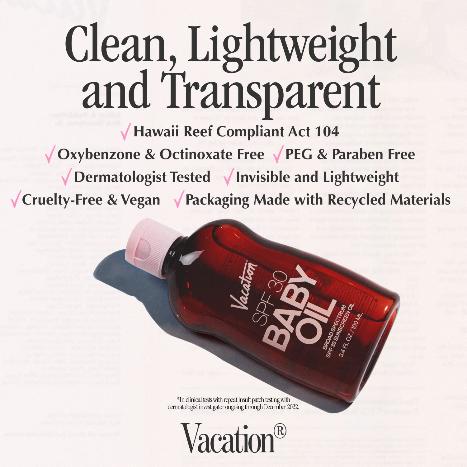 Vacation Baby Oil Spf 30 + Air Freshener Bundle, Broad Spectrum Spf 30 Sunscreen Oil, Vegan Suntan Oil With Broad Spectrum Spf,