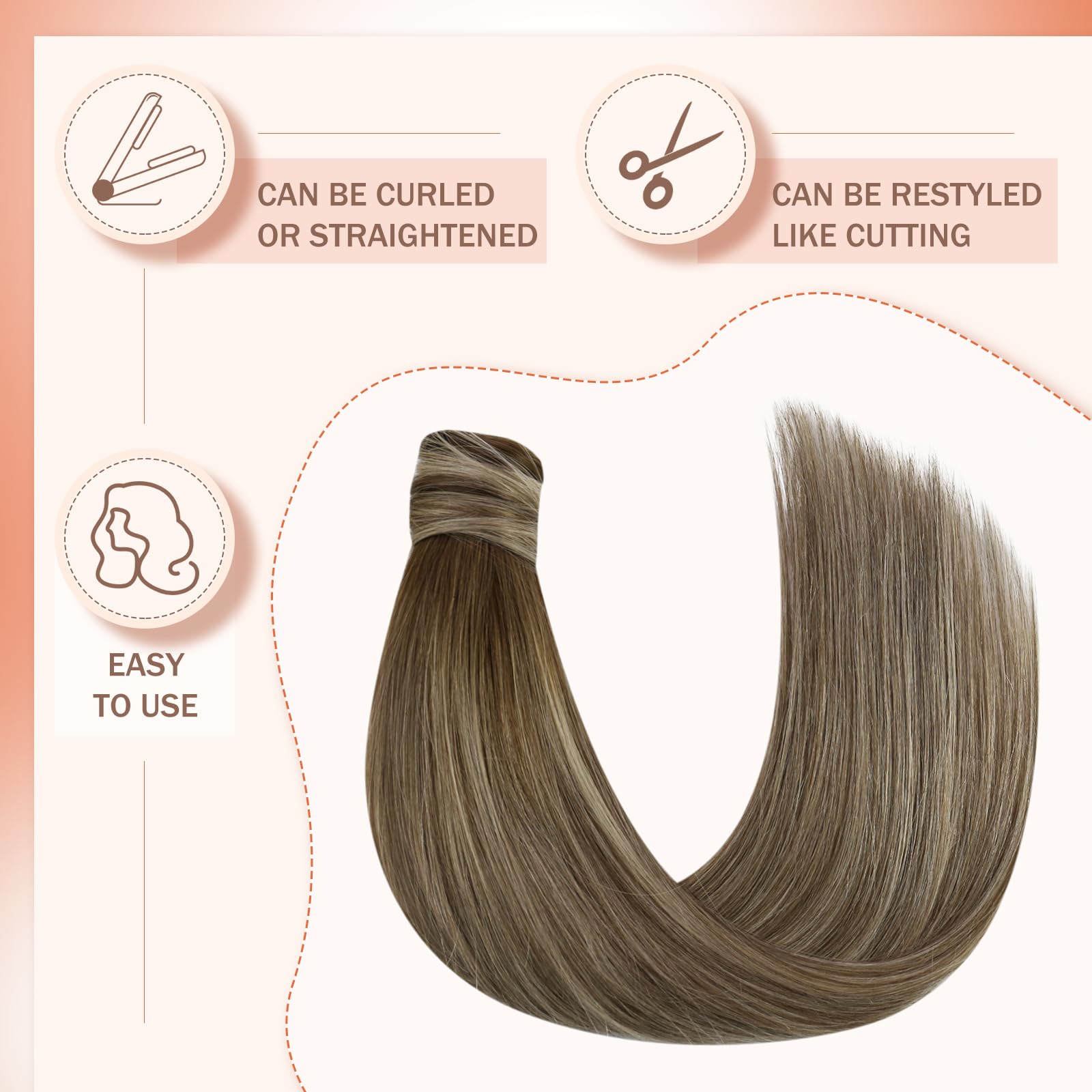 Ve Sunny Real Hair Ponytail Extension Brown Human Hair Ponytail Brown Ponytail Extension Real Human Hair Dark Roots Light Brown