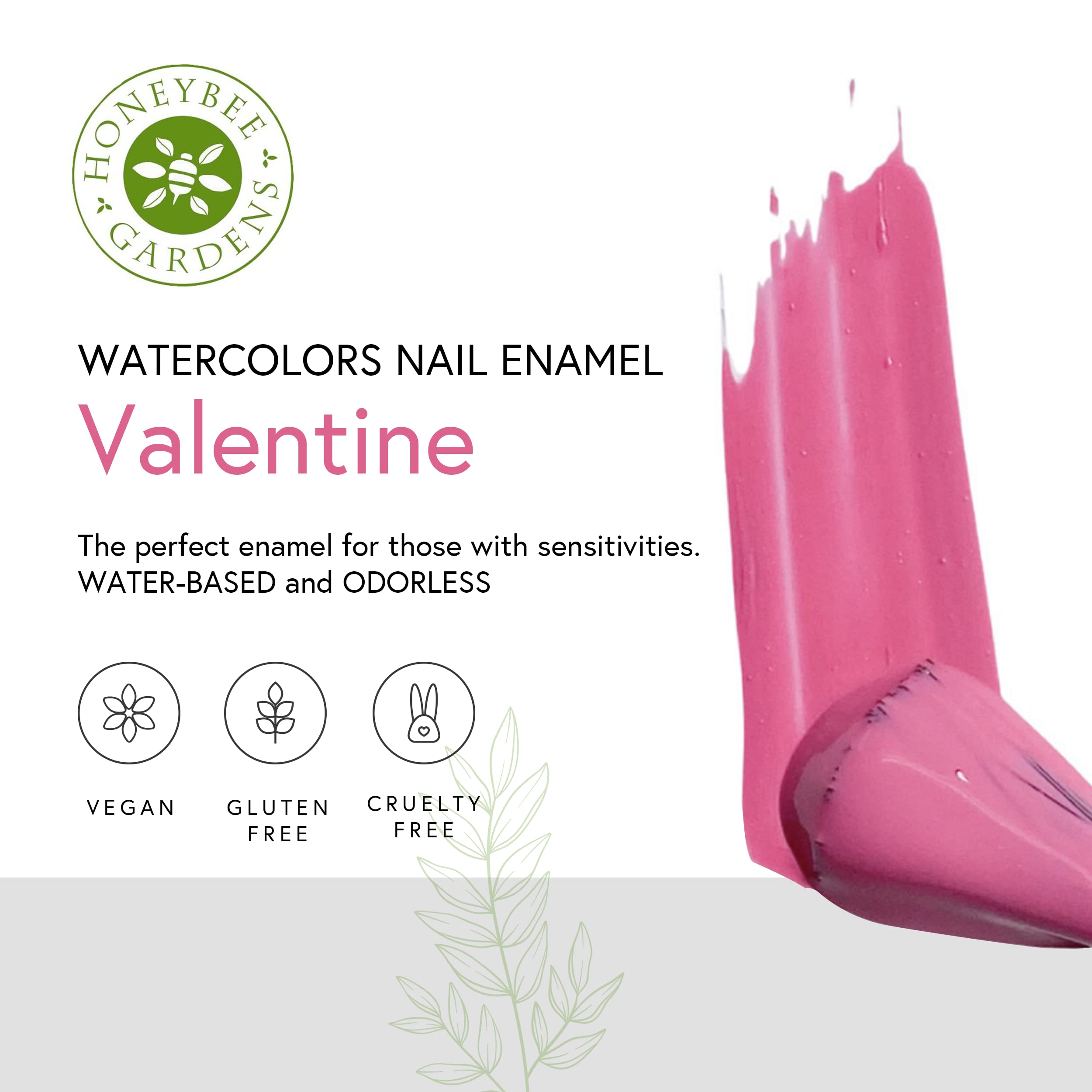 Honeybee Gardens Water-Based Nail Enamel, Valentine, Matte True Medium Pink, Eco-Friendly, Odorless & Vibrant Polish, 0.5 Fl Oz