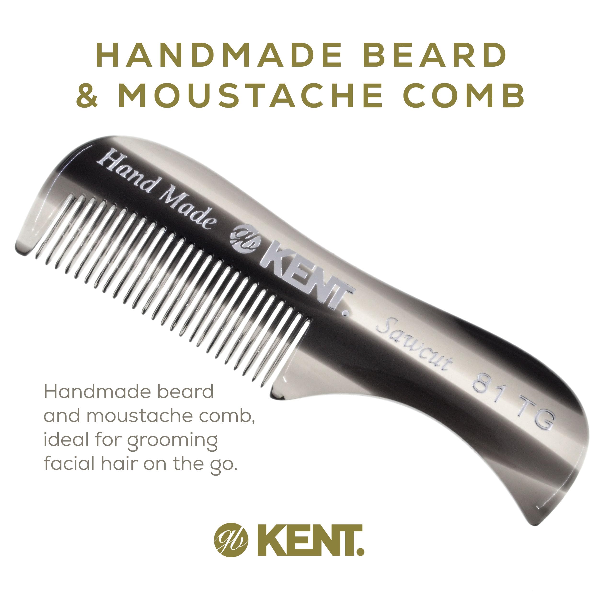 Kent A 81T Graphite X-Small Men'S Beard Mustache Pocket Comb, Fine Toothed For Facial Hair Grooming And Styling. Hand-Made Of Qu