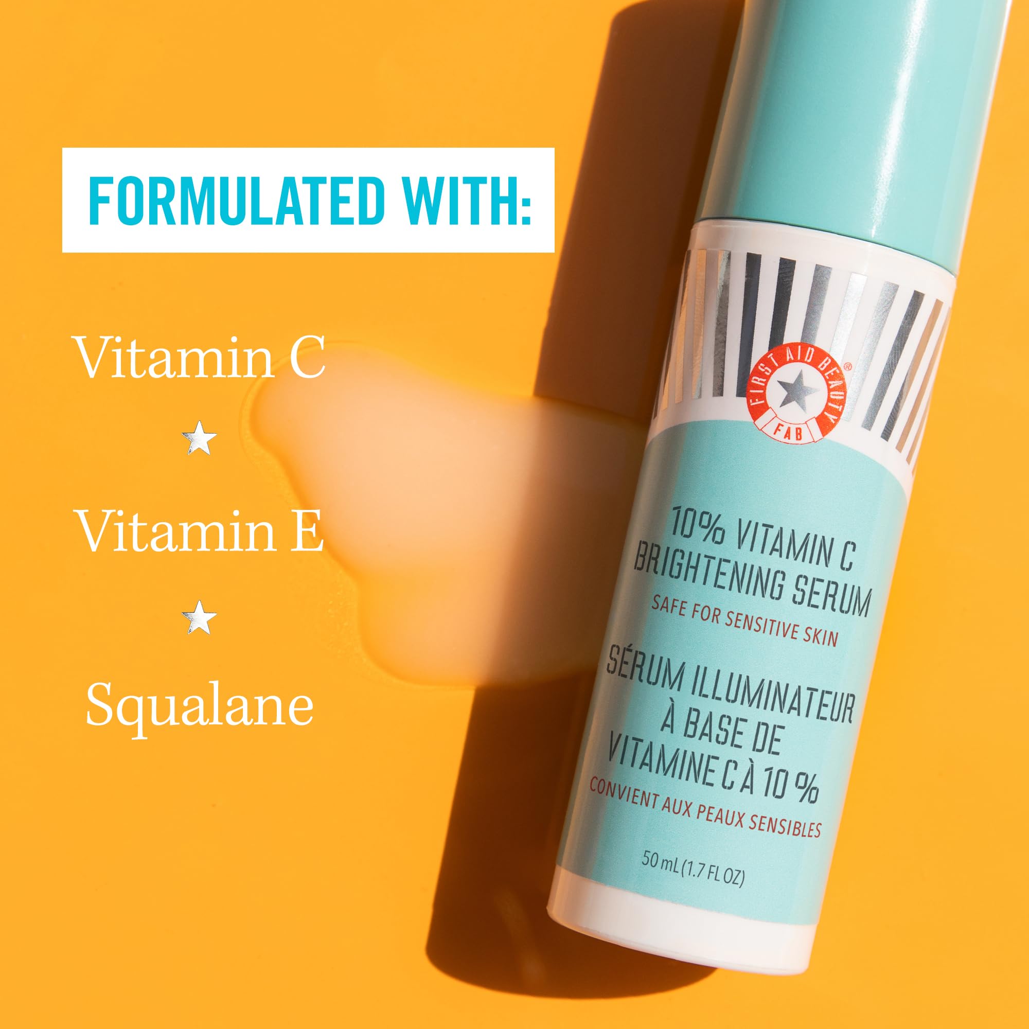 First Aid Beauty - 10% Vitamin C Brightening Serum, Daily Dark Spot Serum with Squalane & Vitamin E, Helps Brighten Without Irri