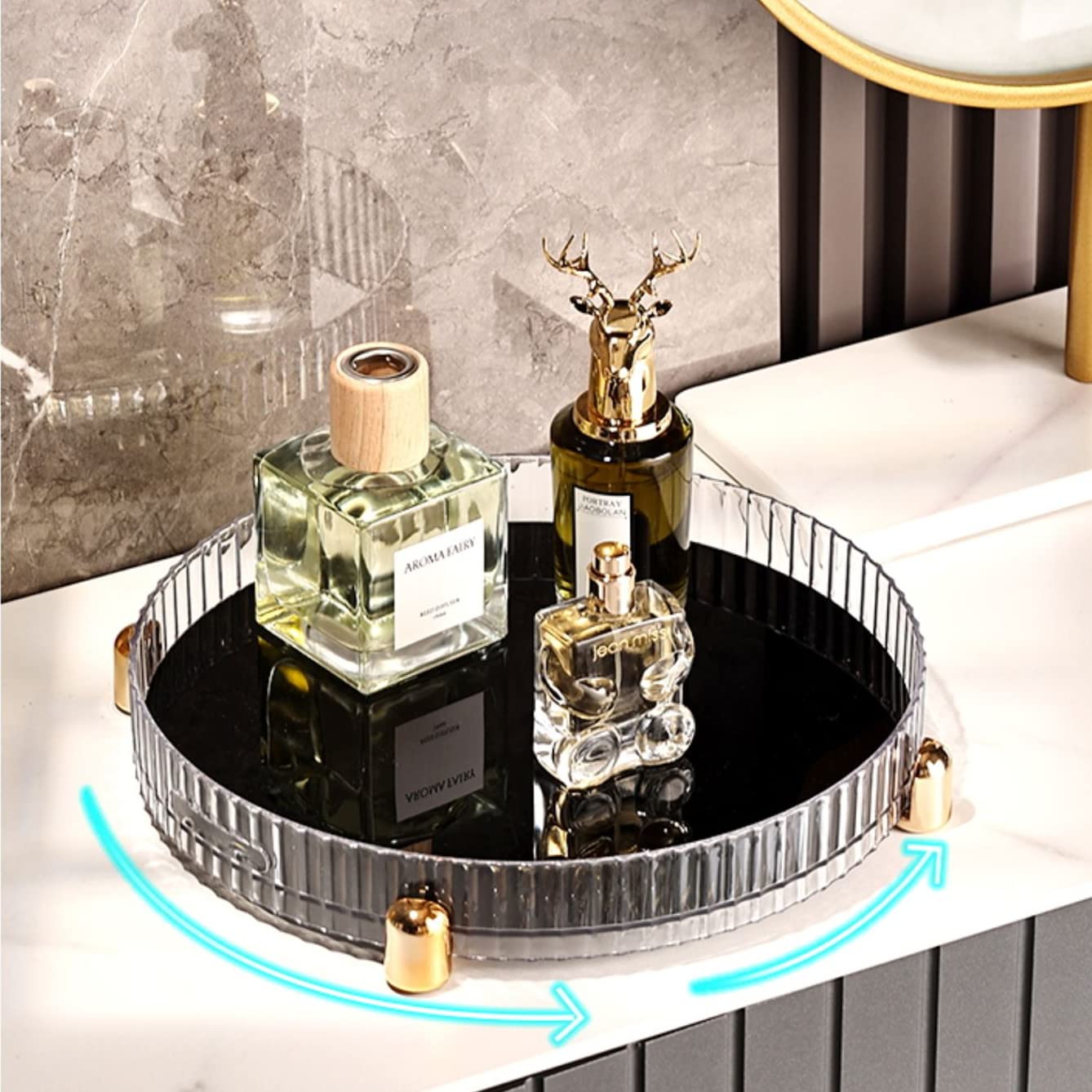 Makeup Perfume Organizer, 360 Rotating Skincare Organizer, Vanity Tray, Spinning Cosmetics Organizer For Dresser, Vanity, Bathro