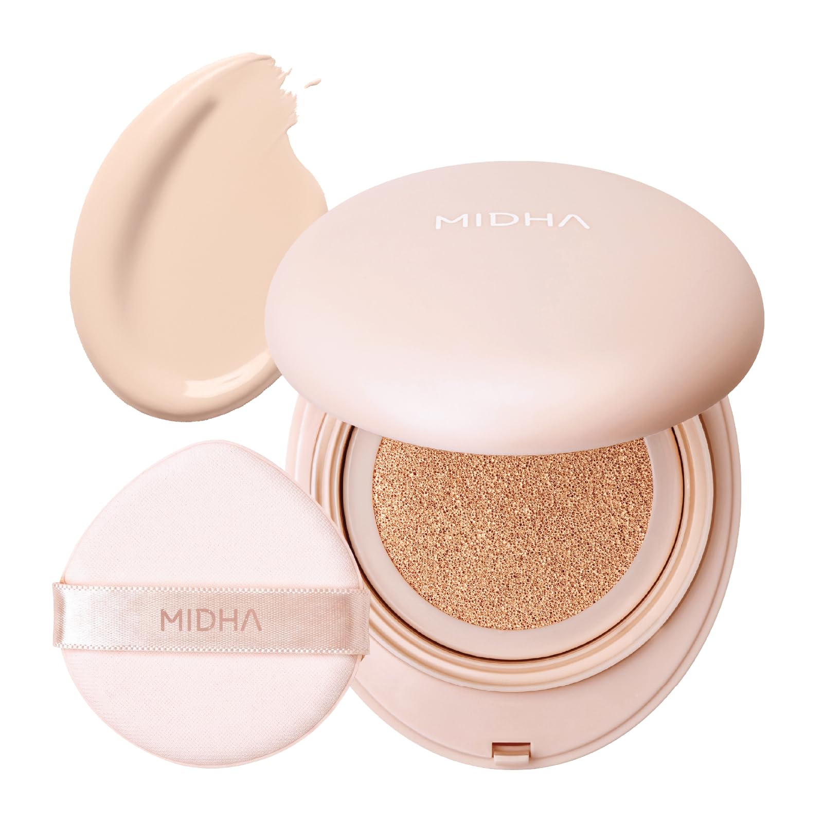 MIDHA Rice Skin Fit Caushion N21, Full coverage, Weightless, Skin fit, Satin Glow Finish, Korean MakeupHydrating Makeup Base, Ko