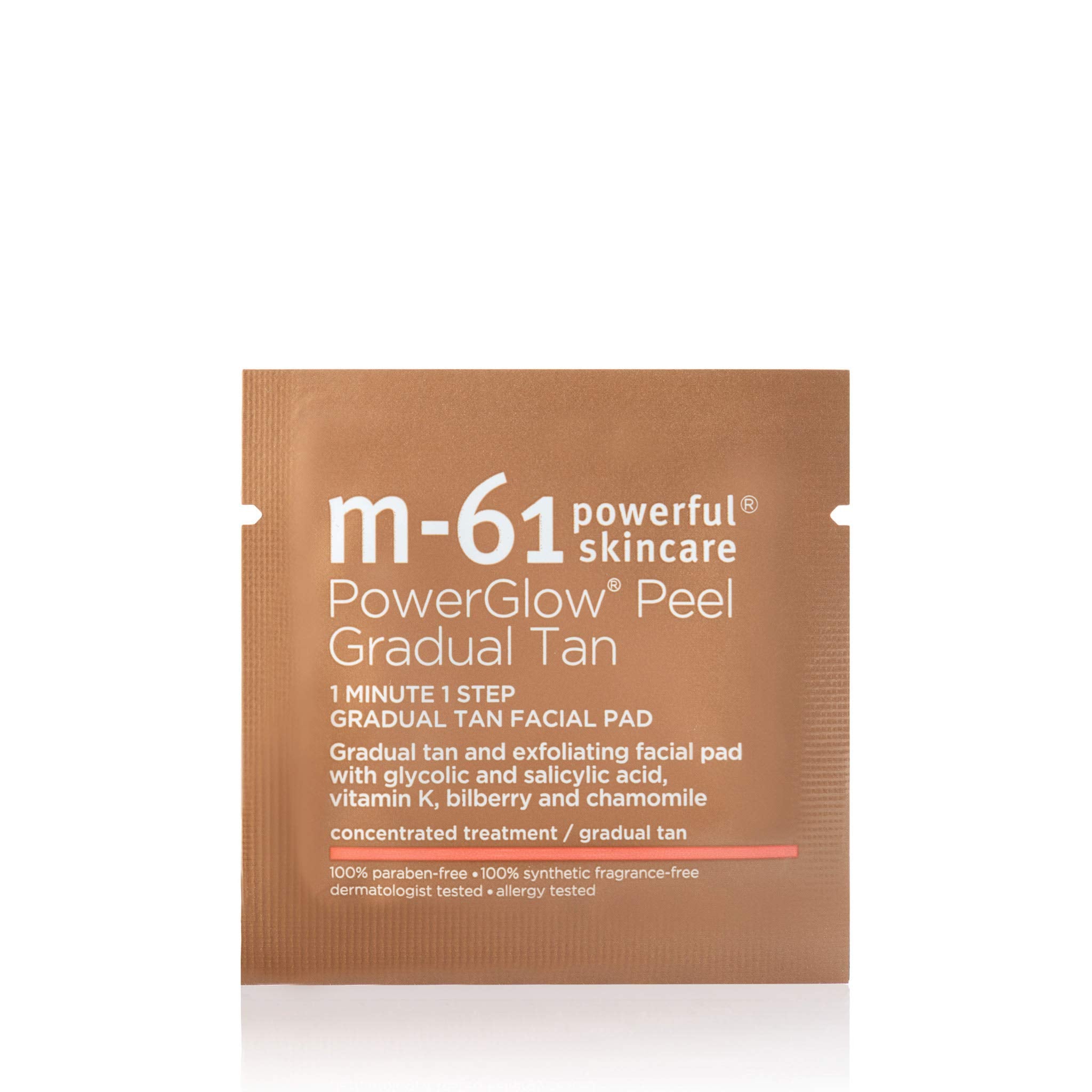M-61 Powerglow Peel Gradual Tan - 10 Treatments- 1-Minute, 1-Step Exfoliating And Gradual Tan Glow Peel With Glycolic, Vitamin K