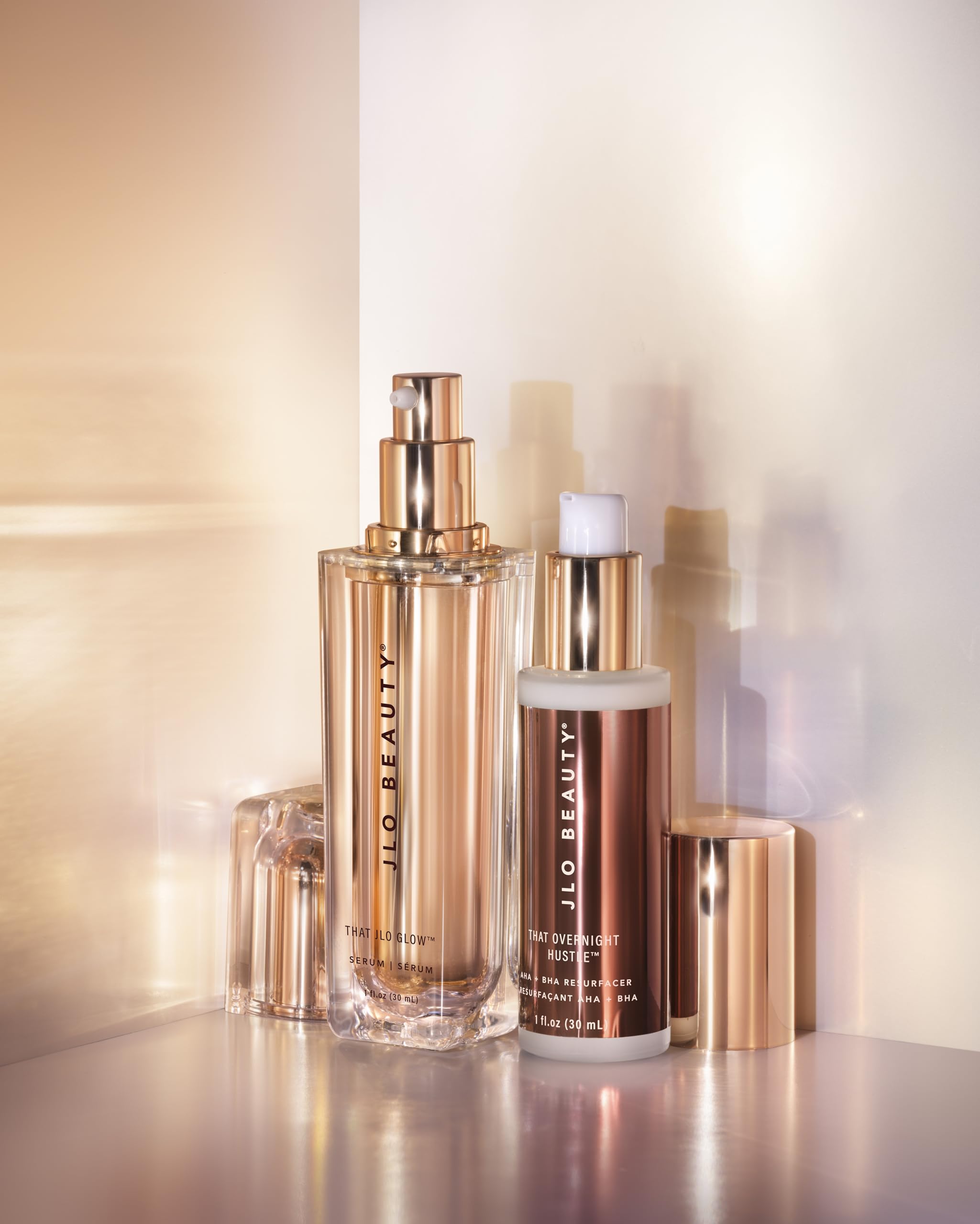 JLO BEAUTY That Day/Night Serum Duo | Includes 1 Oz That JLO Glow Serum & 1 Oz That Overnight Hustle AHA & BHA Resurfacer, Brigh