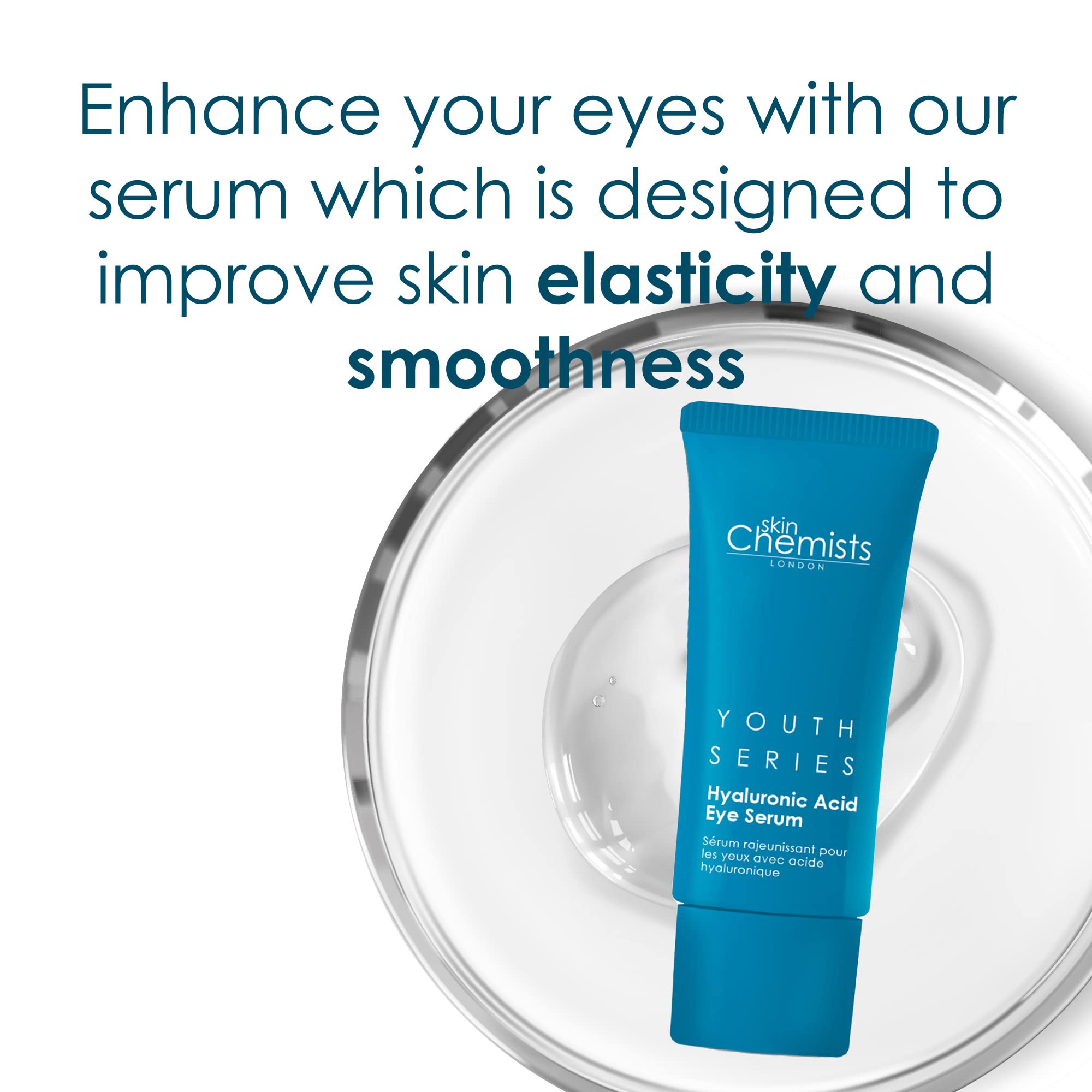 Skin Chemists Hyaluronic Acid 1% Eye Serum | Replumps, Brightens And De-Puffs Eyes | 0.5 Fl Oz