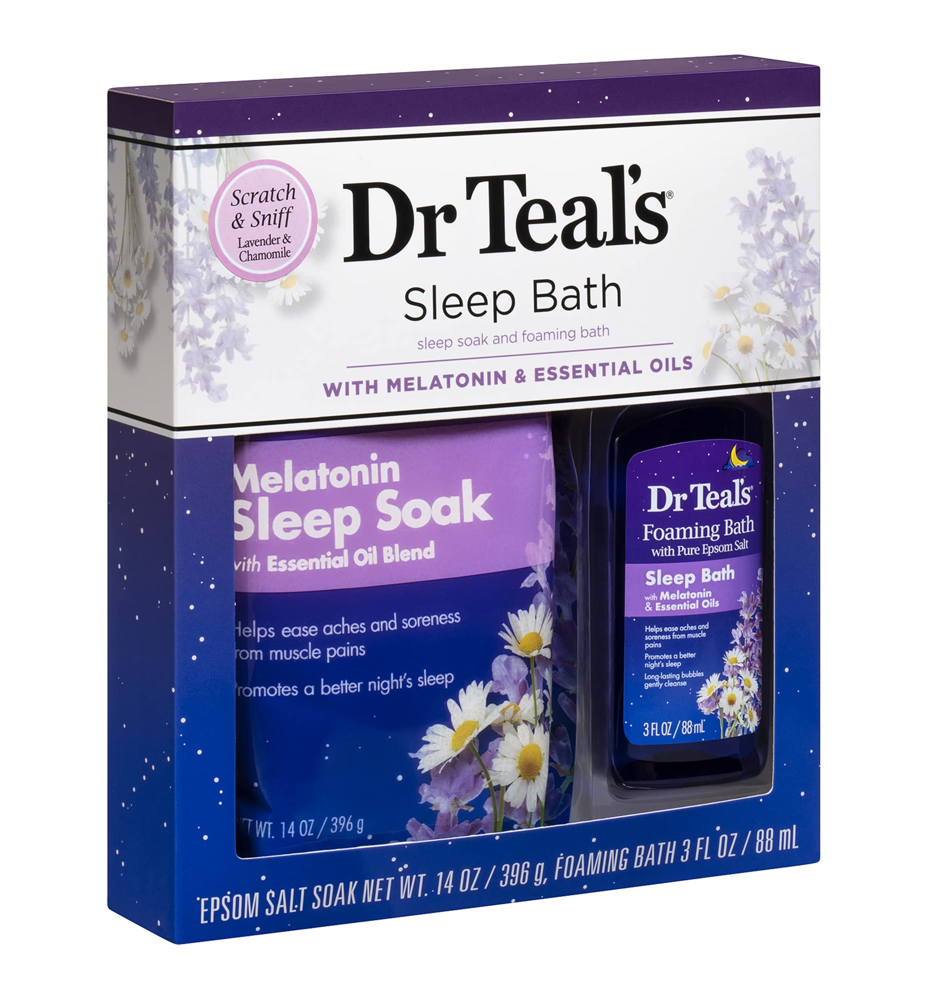 Dr Teals Melatonin Sleep Soak Epsom Salt Solution And Foaming Bath Gift Set