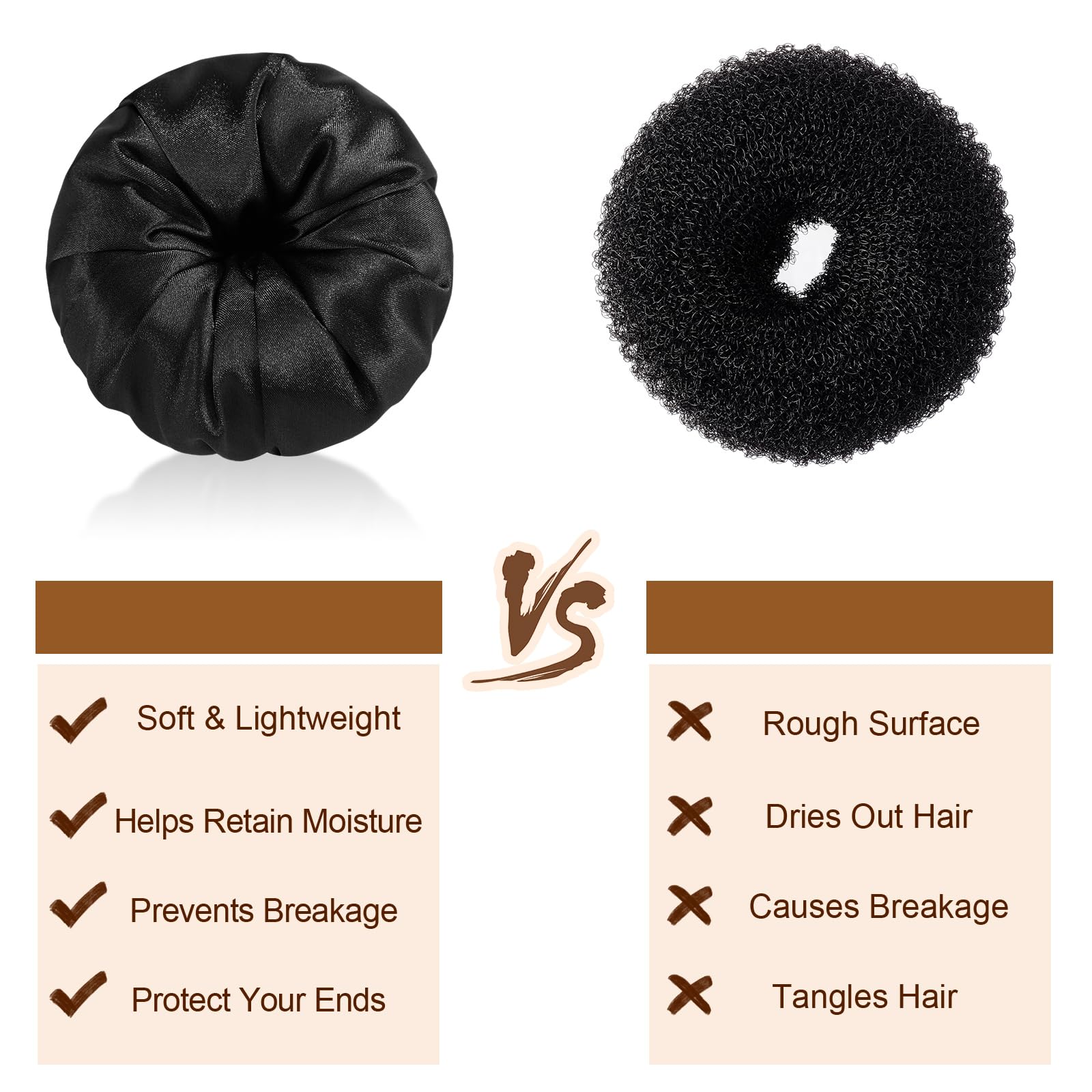Yuxung 4 Pcs Satin Hair Bun Donut Satin Hair Bun Maker Dark Retain Moisture Easy to Style for Women Ladies Military Ballet and B
