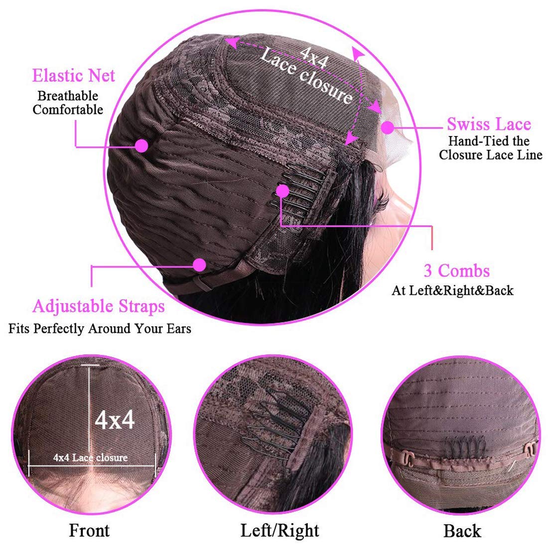 Water Wave 4X4 Lace Frontal Human Hair Wigs Pre Plucked Glueless 180% Density Wet And Wavy Curly Human Hair Lace Closure Wigs Fo