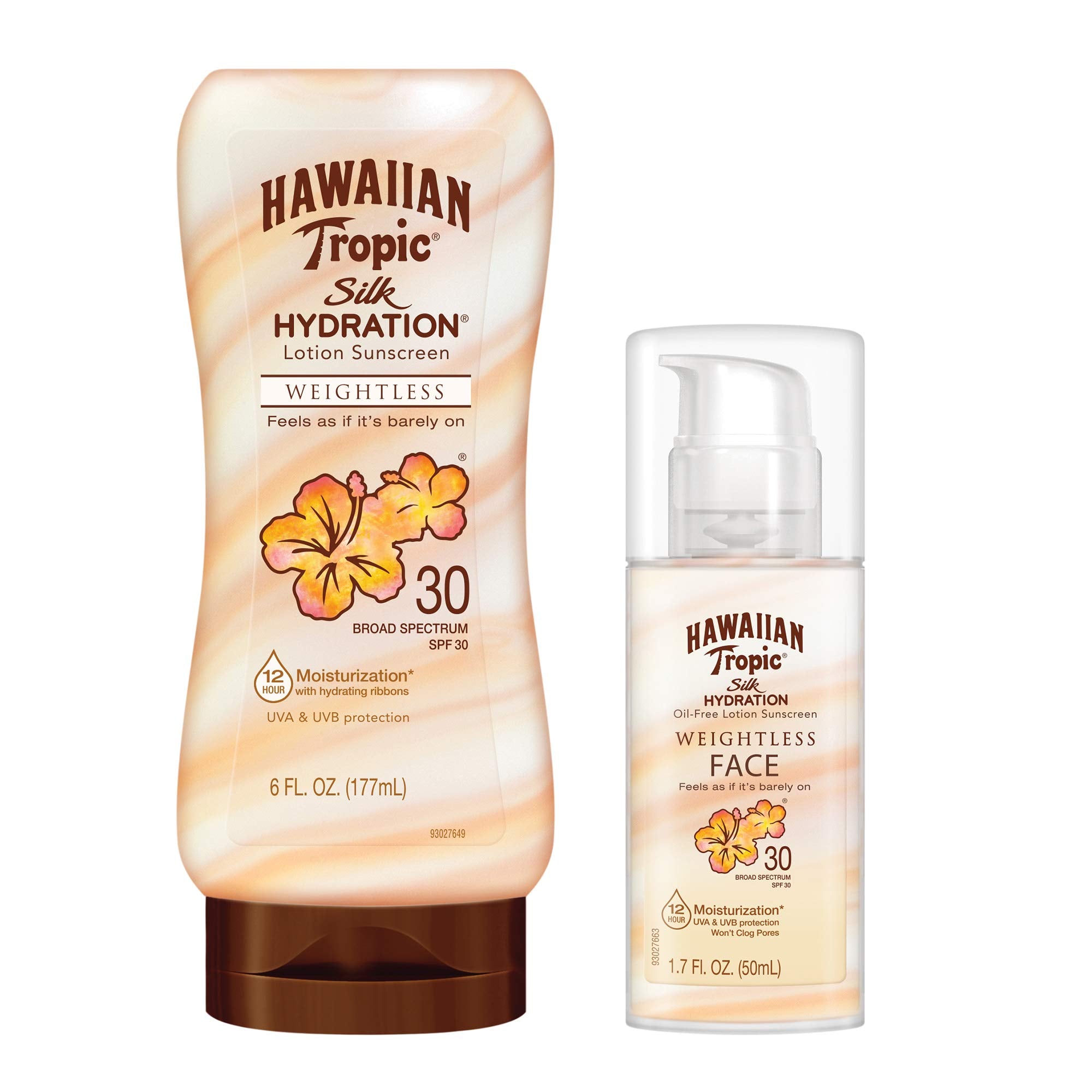 Hawaiian Tropic, Spf 30 Broad Spectrum Sunscreen, Silk Hydration Weightless Sunscreen Pack With 6Oz Sunscreen Lotion And 1.7Oz S
