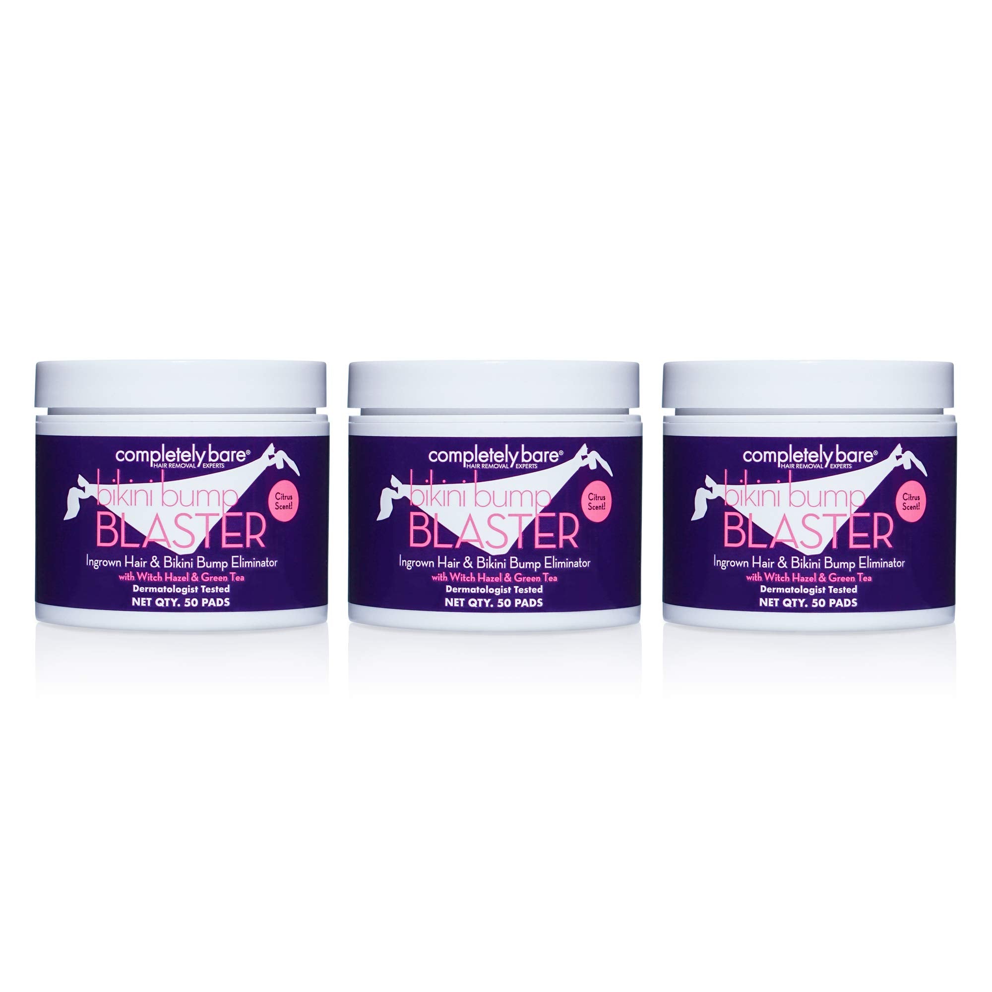 Completely Bare Bikini Bump Blaster Pads- All Natural Antioxidant Witch Hazel & Green Tea Prevent Ingrown Hairs and bumps, Gentl