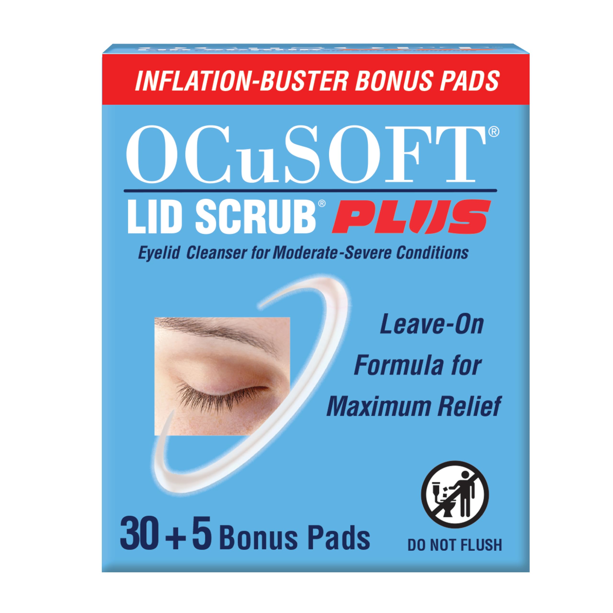 OCuSOFT Lid Scrub PLUS 35  PreMoistened LeaveOn Eyelid Wipes for Moderate to Severe Conditions  Moisturizing Eyelid Cleanser