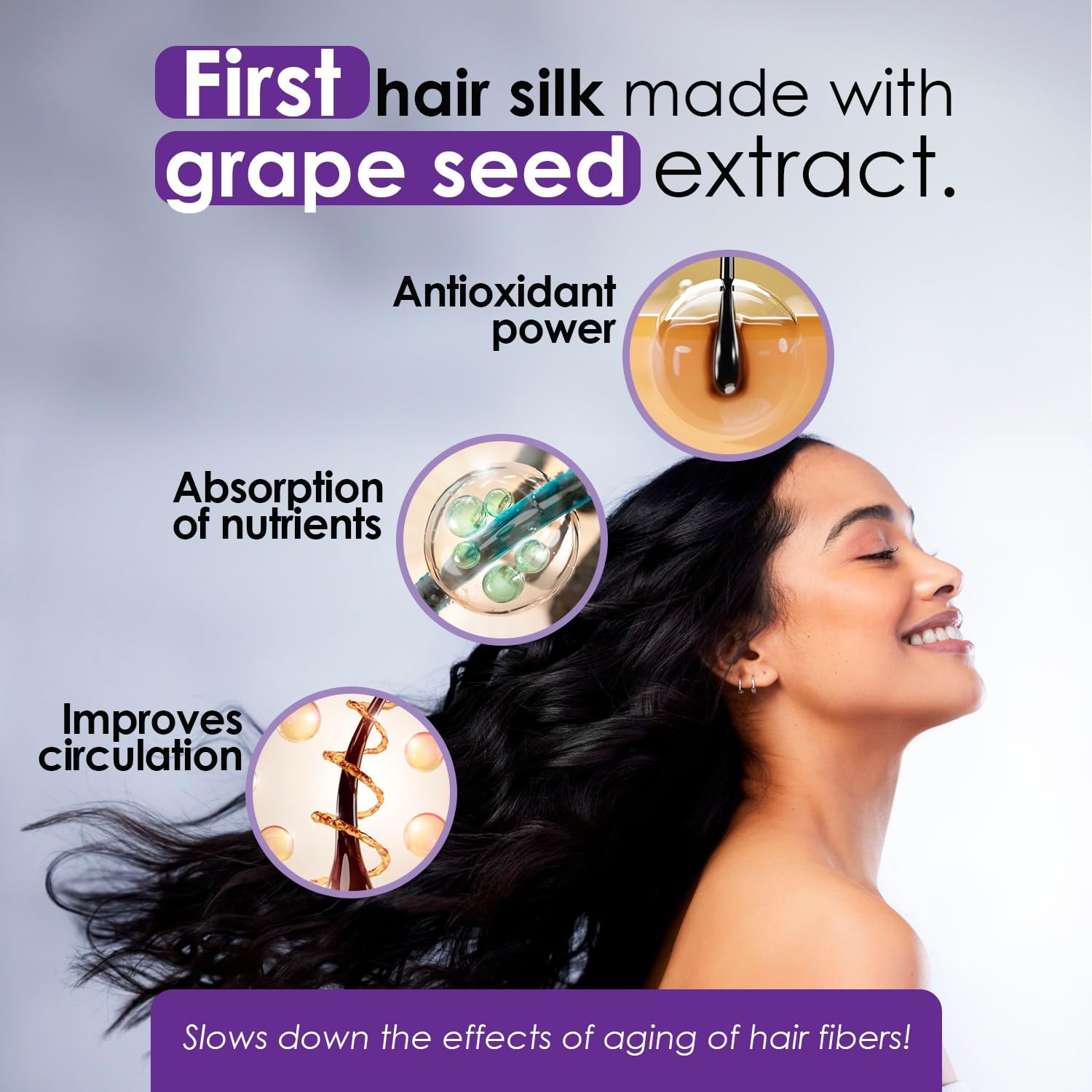 OURO Anti-Frizzy Hair Silk with Grape Seed Extract - Restores, Strengthens, Smooths, Provides Extreme Protection, Prevents Split