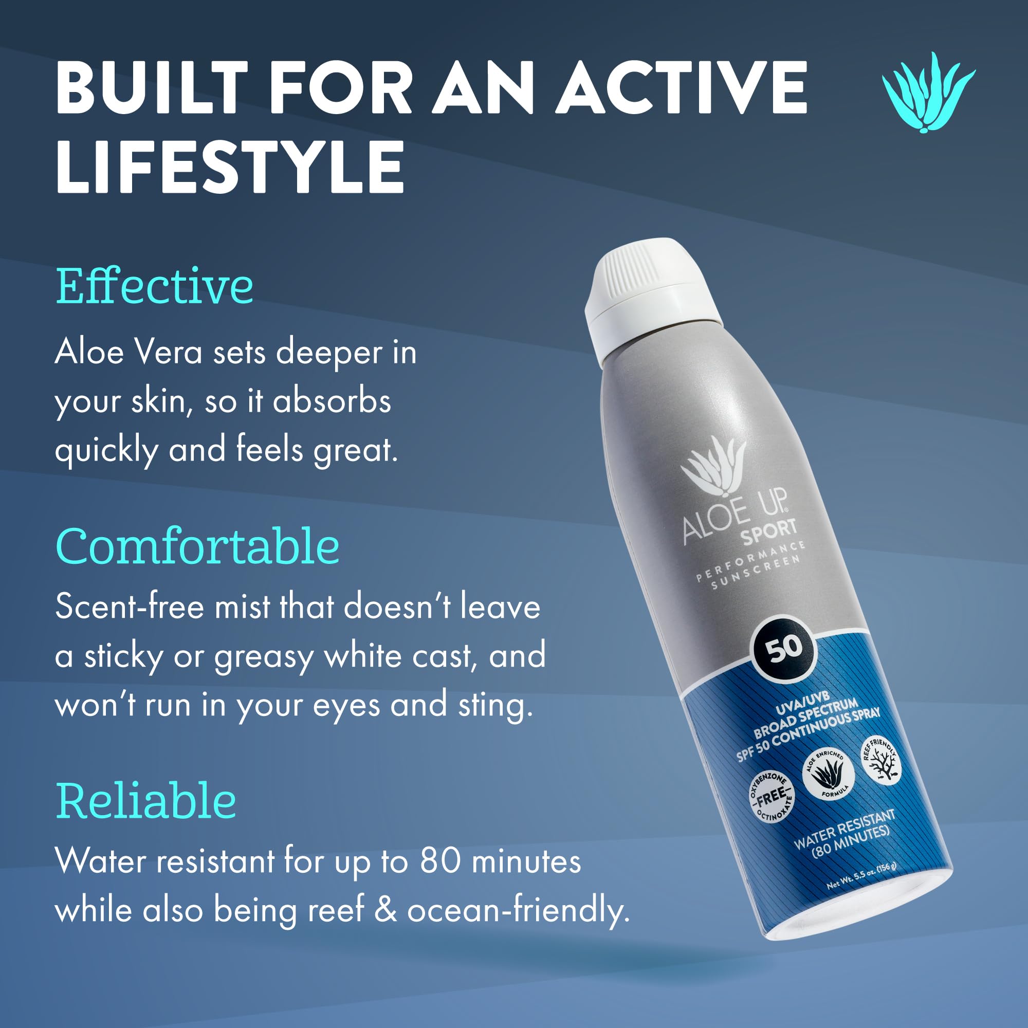 Aloe Up Sport Continuous Spray Sunscreen Spf 50- Broad Spectrum Uva/Uvb Sunscreen Protector For Face And Body With Aloe Vera Gel